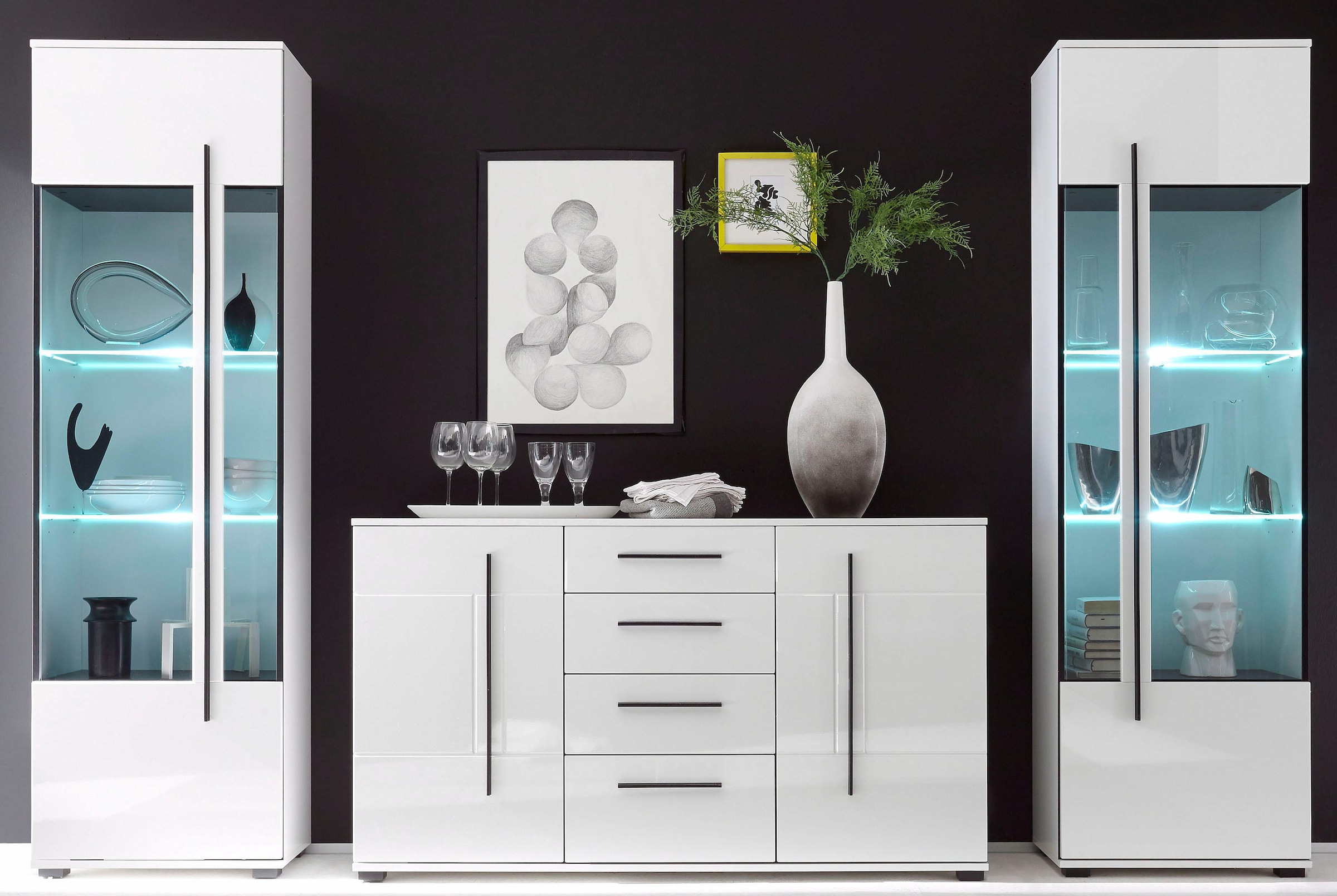 INOSIGN Sideboard »Cantara, moderner Schrank, Kommode in Eiche Evoke oder weiss«, schwarze Stangengriffe, ausreichend Stauraum, vielseitig einsetzbar