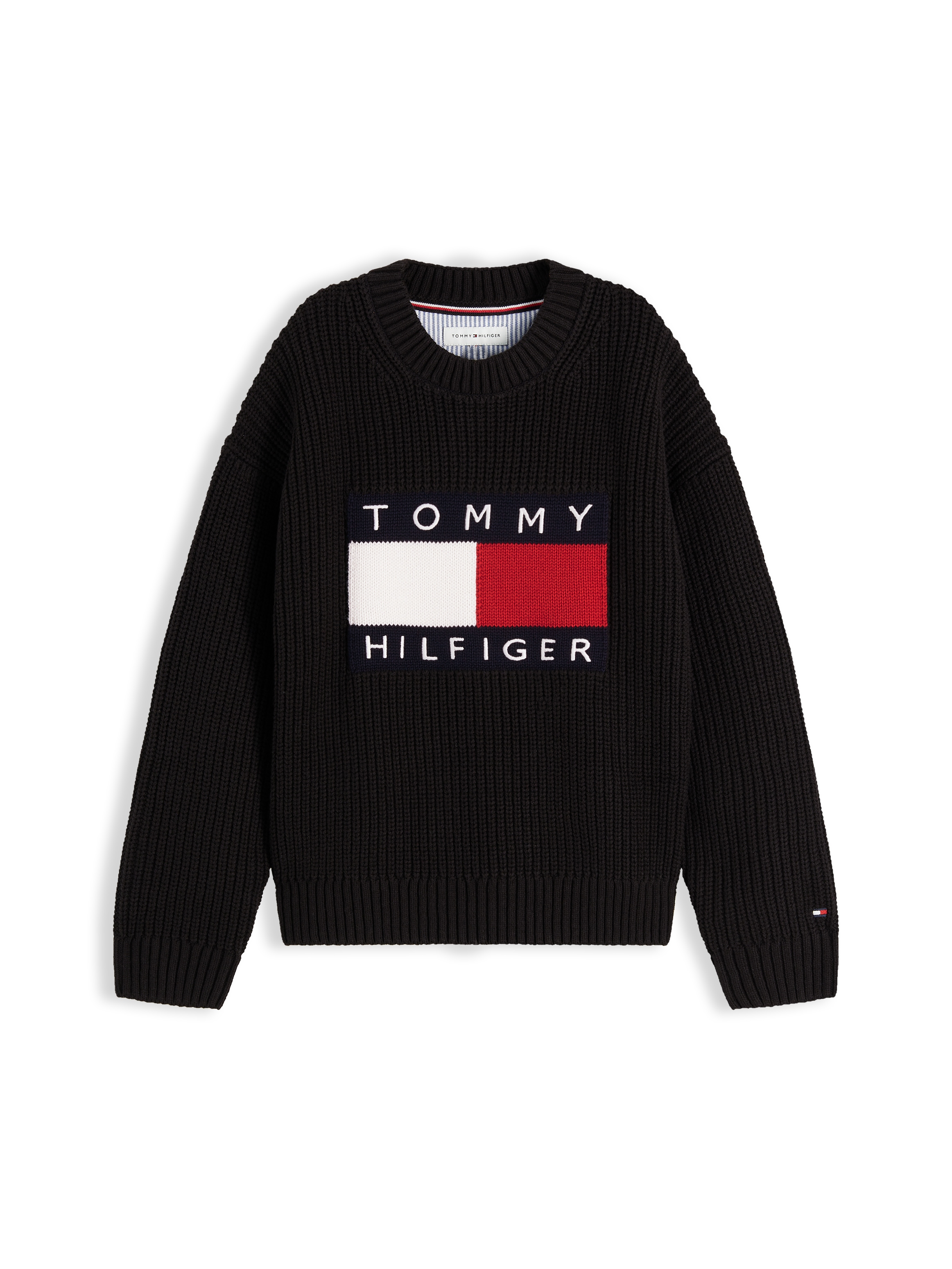 Tommy Hilfiger Pull en tricot »HERITAGE FLAG« Encolure ronde, tricot côtelé, enfants jusqu'à 16 ans
