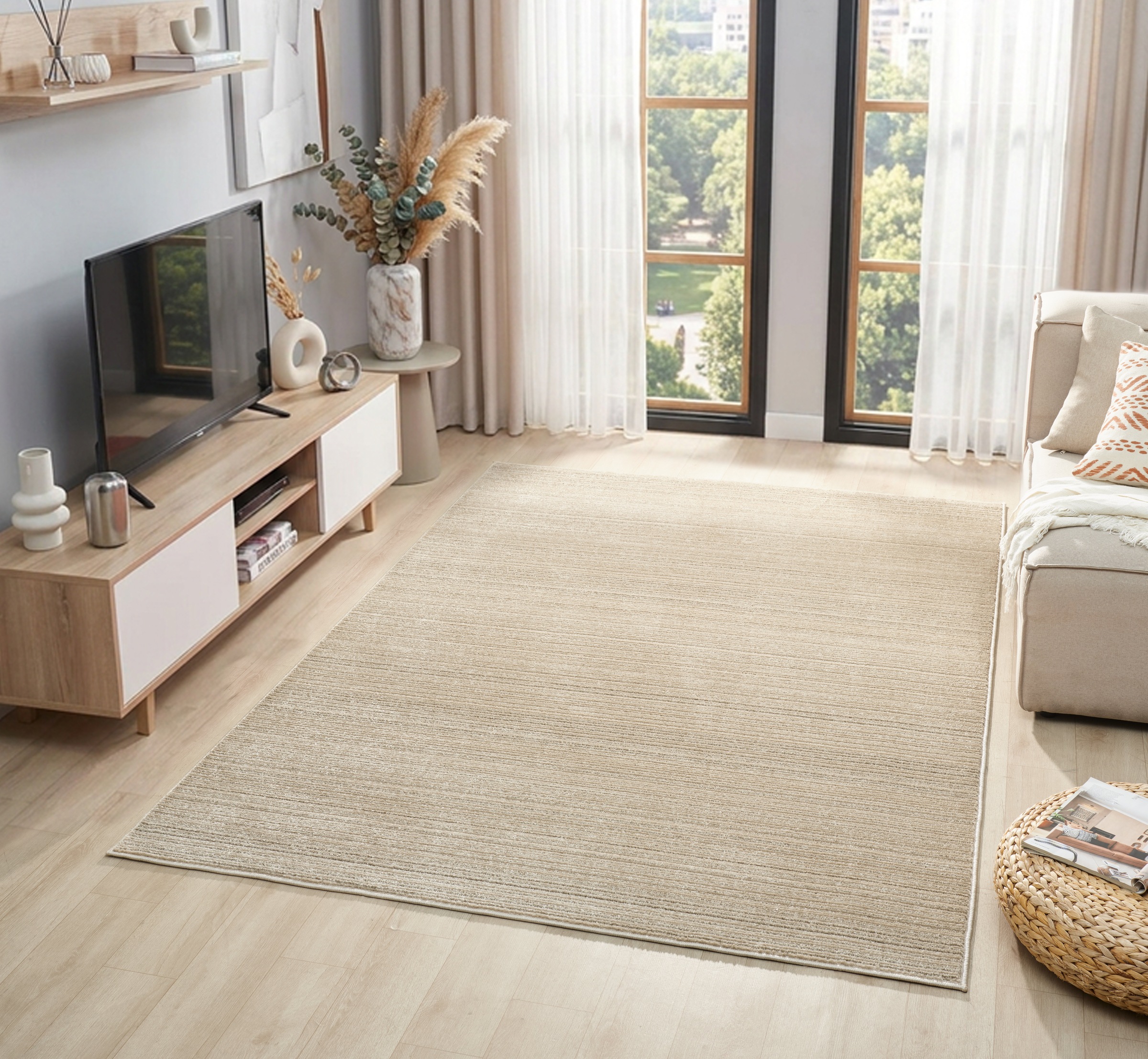 GOODproduct Teppich »Noolan, Hoch-Tief-Struktur« rechteckig 9 mm Höhe gestreift, Streifen, weich, Wohnzimmer, Schlafzimmer, Esszimmer