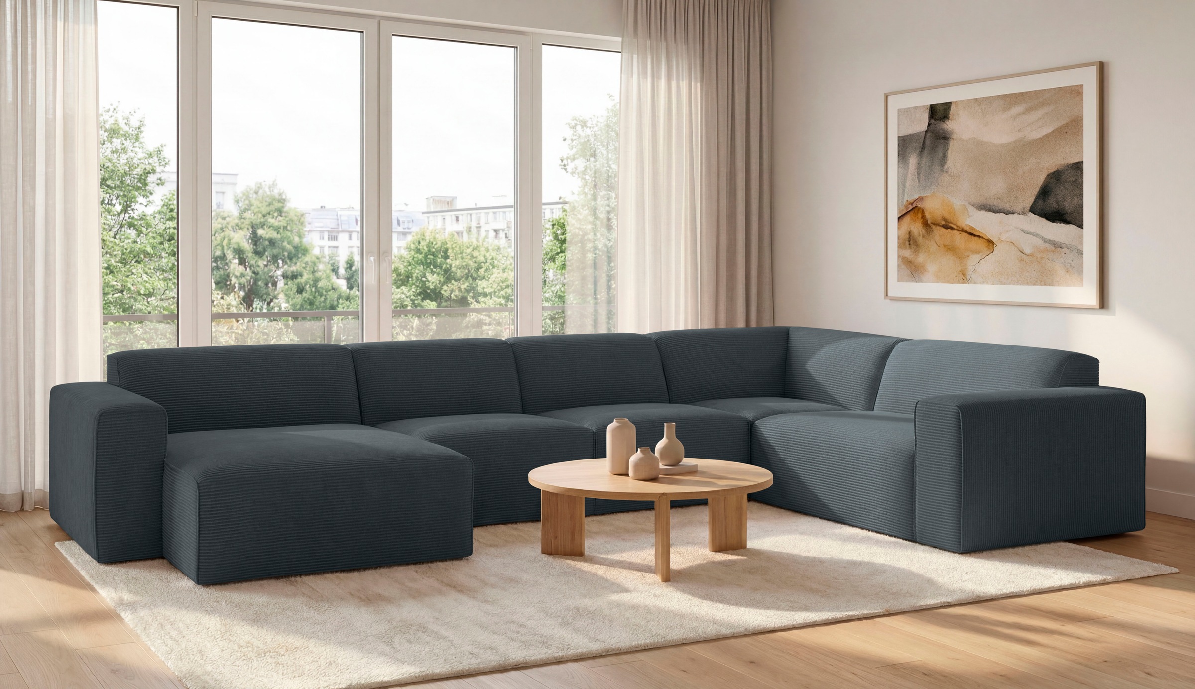 Image of GOODproduct Wohnlandschaft "Clayton Breite 371 cm, U-Form" in einem trendigen Cord-Bezug, verschiedene Kombinationen verfügbar
