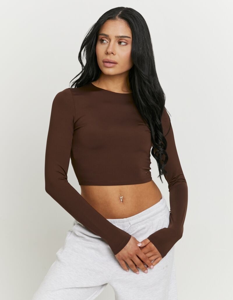 Image of Tally Weijl Langarmshirt "STSPAPRETTY2" Materialmix, Basic Shirt, bauchfrei in schlichter Optik