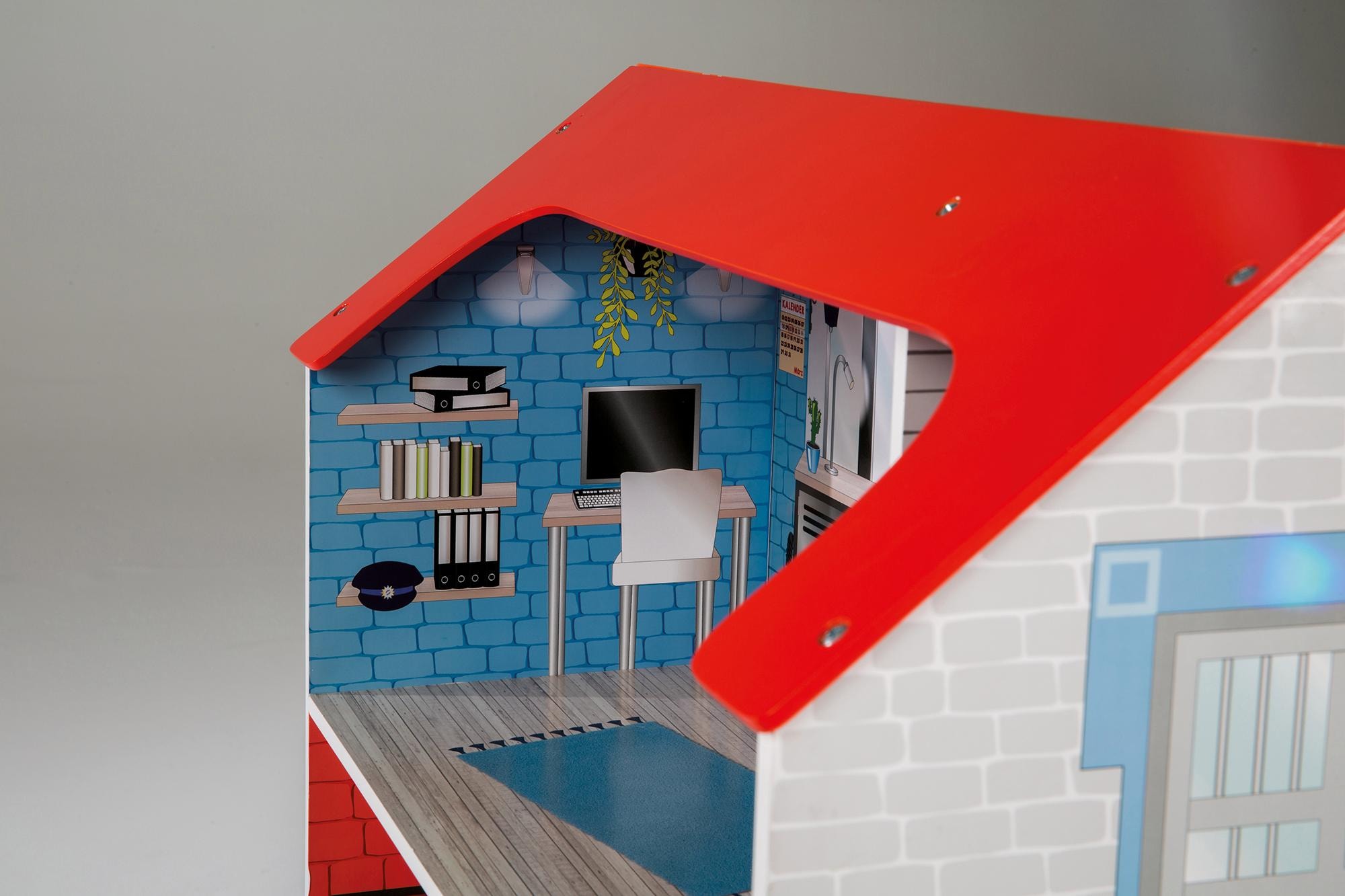 roba® Spielküche »2-in-1, Feuerwehr«, mit mehrstöckigem Puppenhaus