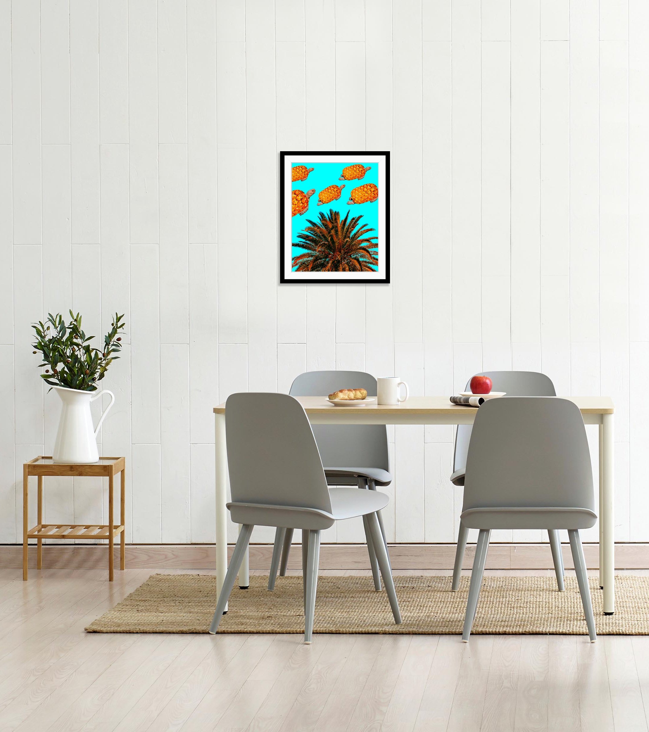 queence Bild »Carla« Ananas | Palmen | Schildkröten | Tiere | Wassertiere HD Premium Poster-Druck inkl. Holzrahmen