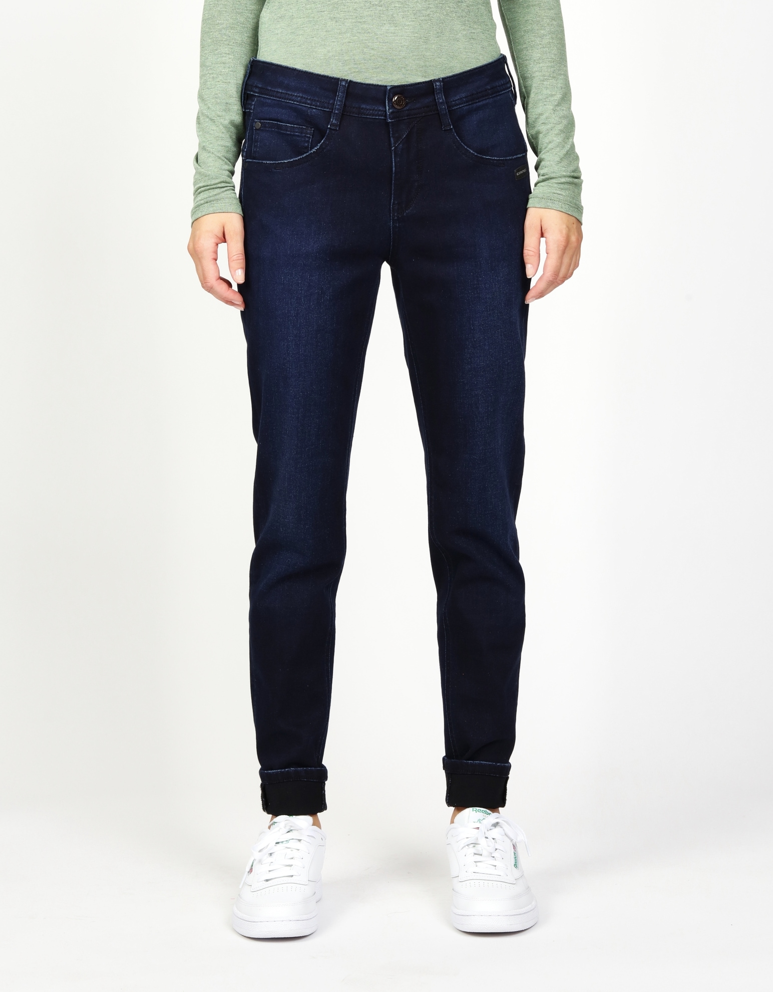 5-Pocket-Jeans »94AMELIE«, aus Sweatdenim mit schrägen tief sitzenden Gesässtaschen