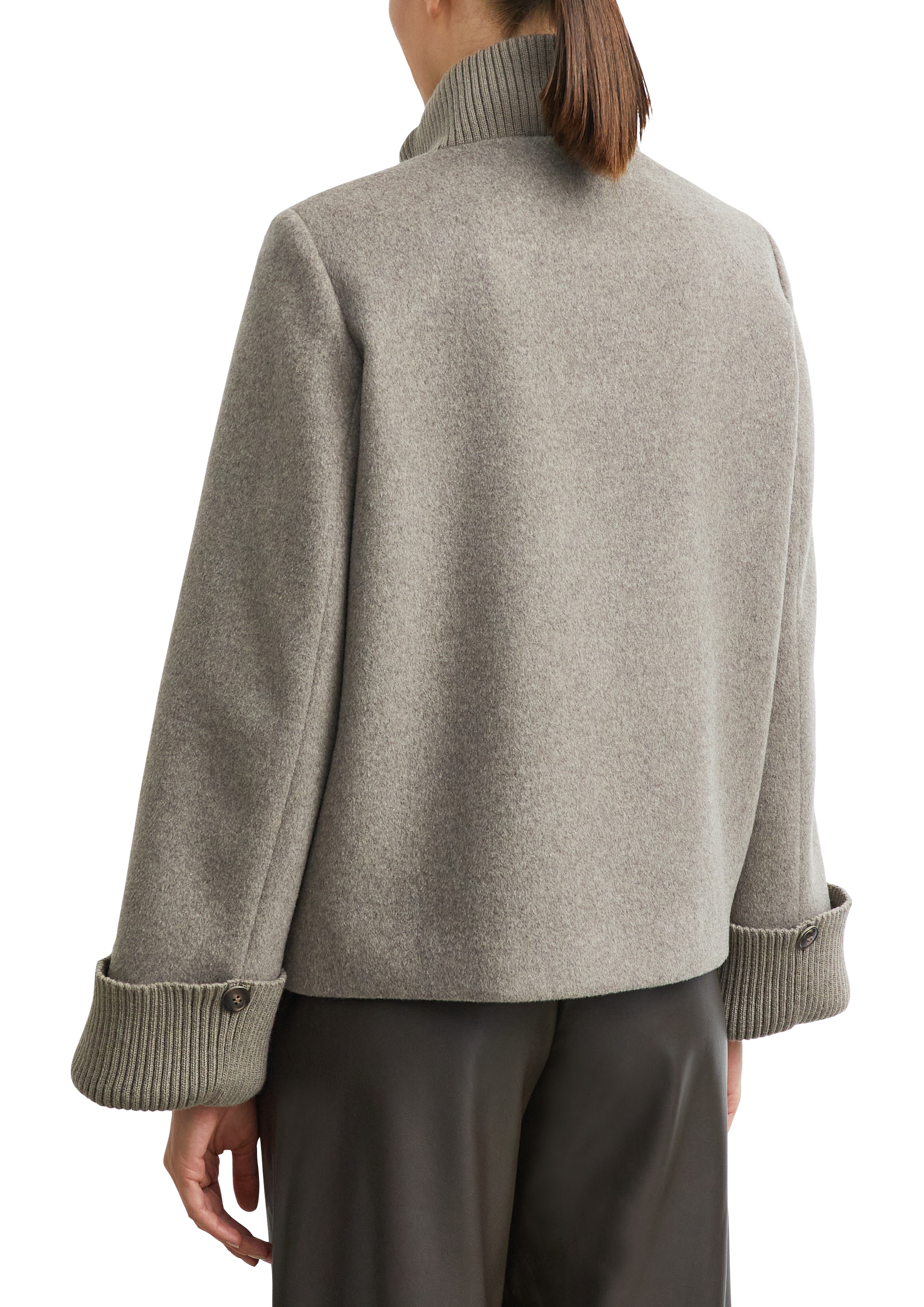 Comma Veste en laine sans capuche avec col montant et fermeture éclair