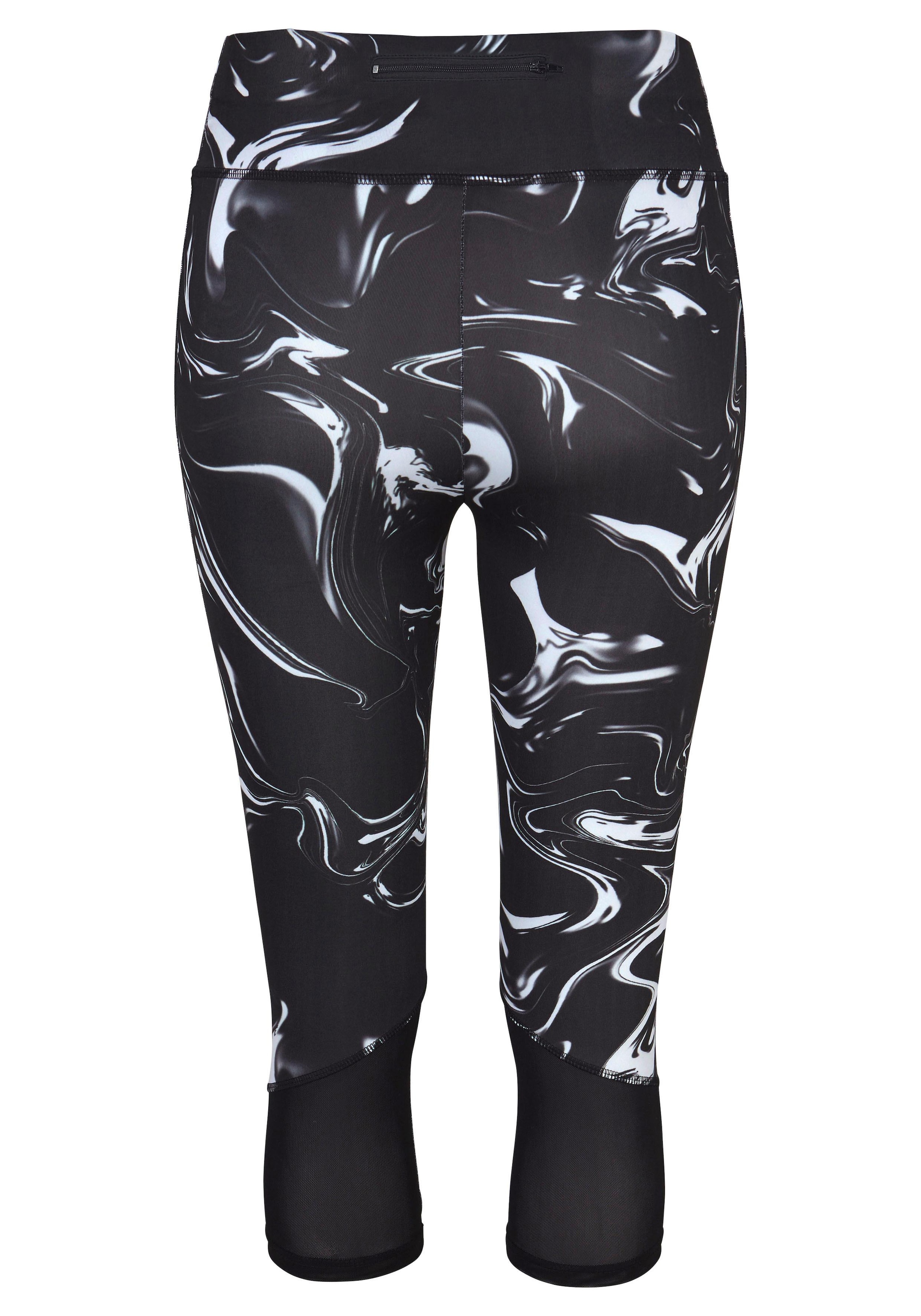 LASCANA ACTIVE Caprileggings »-Sporthose Black Marble«, mit breitem Bund