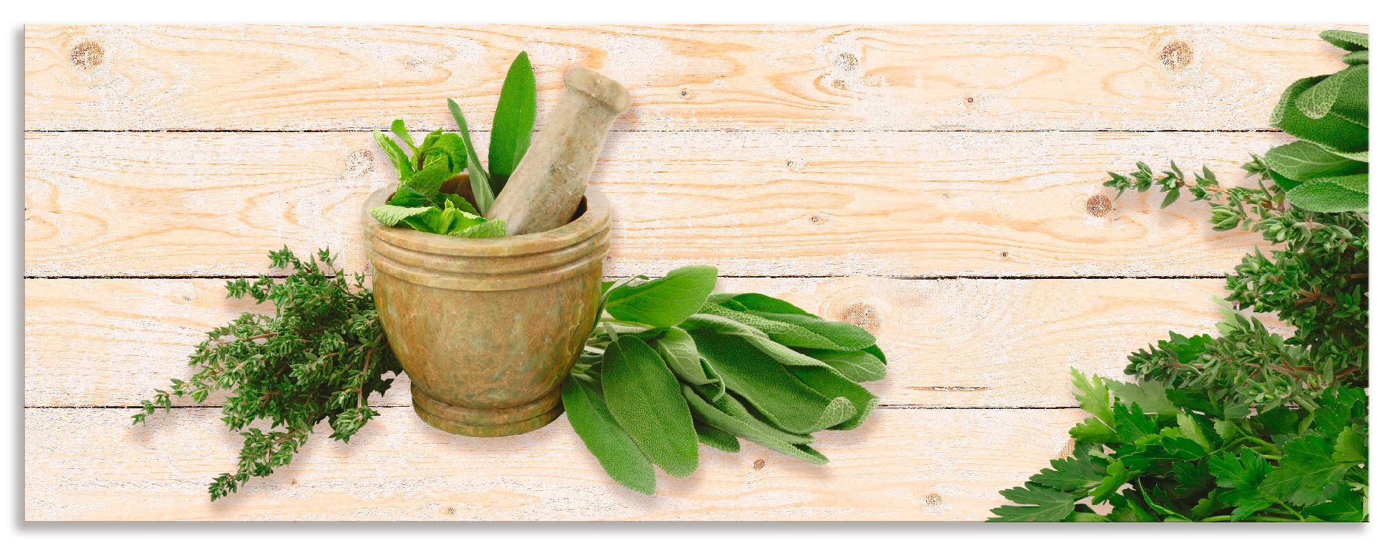 Image of Artland Küchenrückwand »Kräuter«, (1 tlg.), selbstklebend in vielen Grössen - Spritzschutz Küche hinter Herd u. Spüle als Wandschutz vor Fett, Wasser u. Schmutz - Rückwand, Wandverkleidung aus Alu bei Ackermann Versand Schweiz