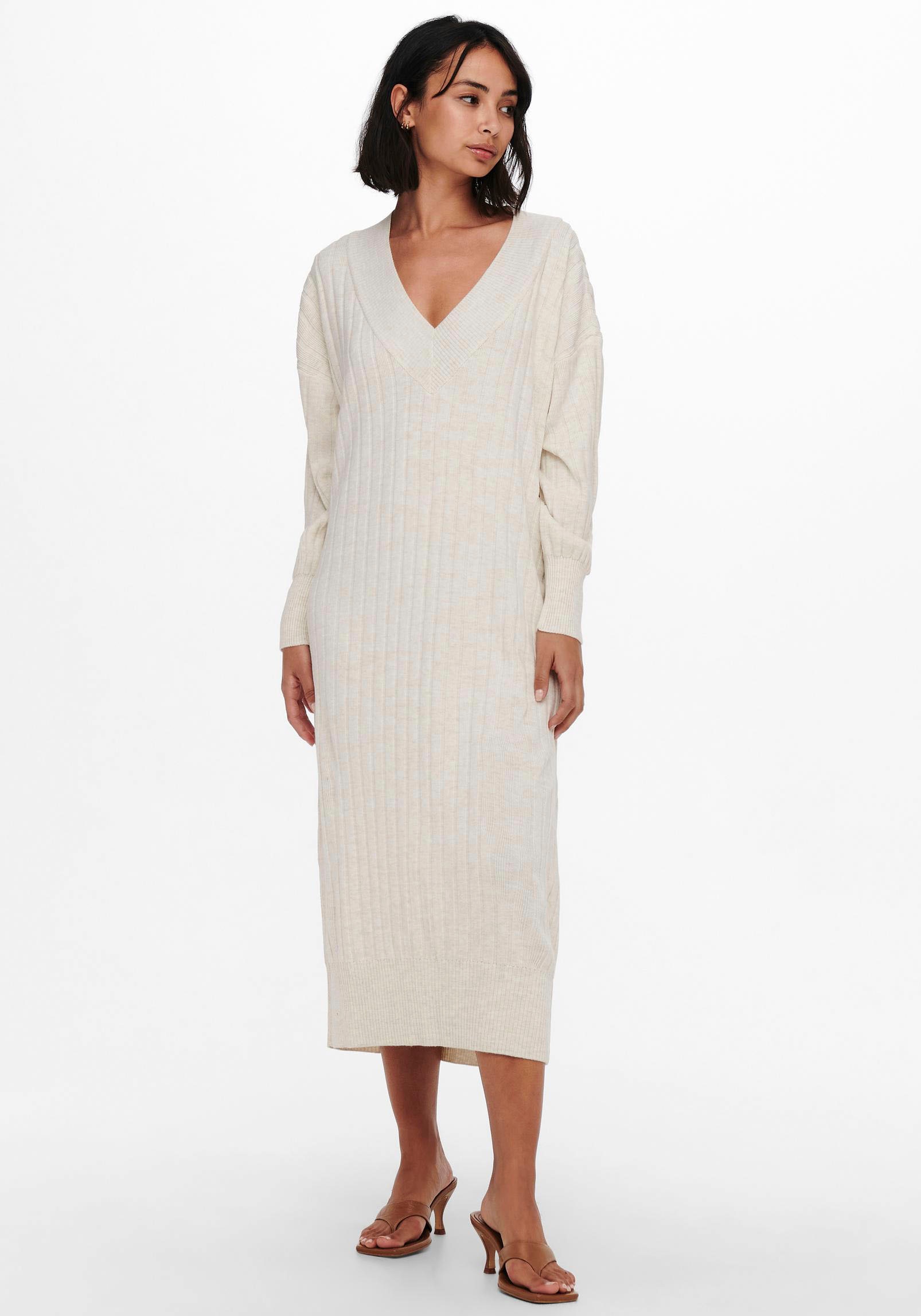 ONLY Strickkleid »ONLNEW TESSA L/S MIDI V DRESS«