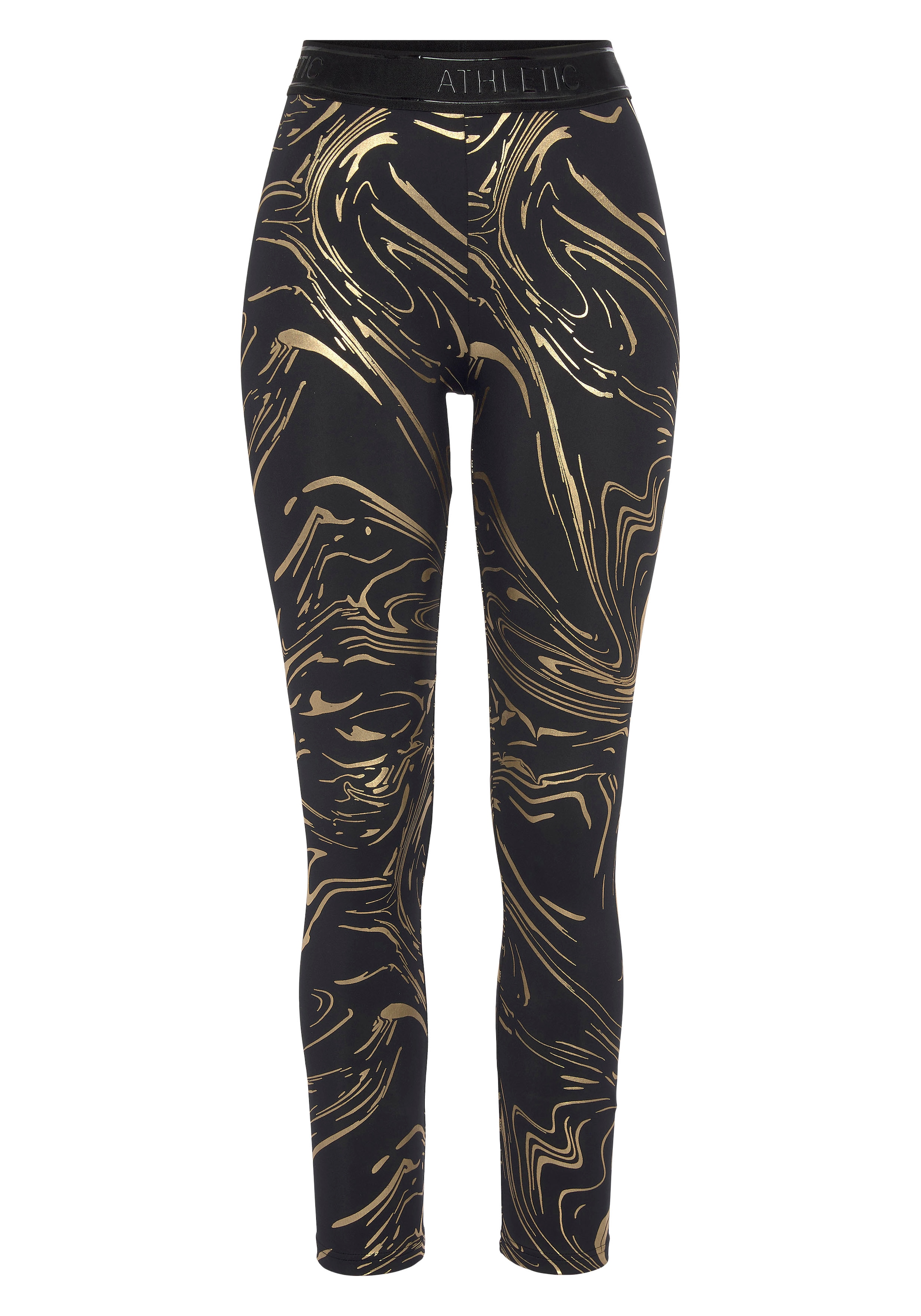 LASCANA ACTIVE Funktionsleggings, Sportleggings mit glänzendem Print und 3D Schriftzug