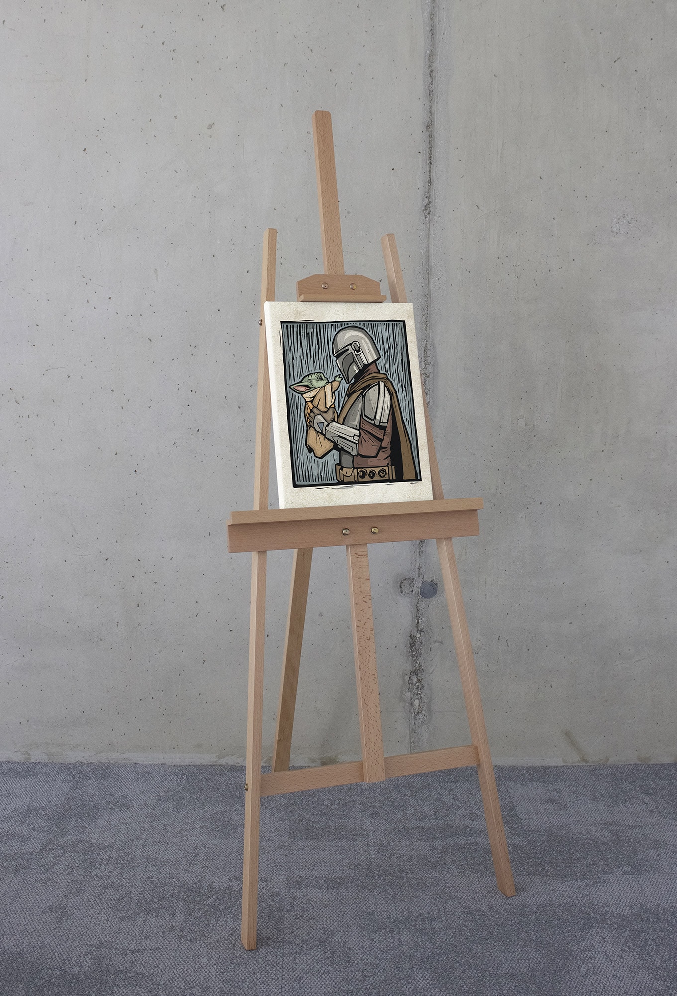 Komar Leinwandbild »Star Wars The Mandalorian Lino-Cut«, Disney, (1 St.), 30 x 40 cm (Breite x Höhe) - Kinderzimmer, Dekoration