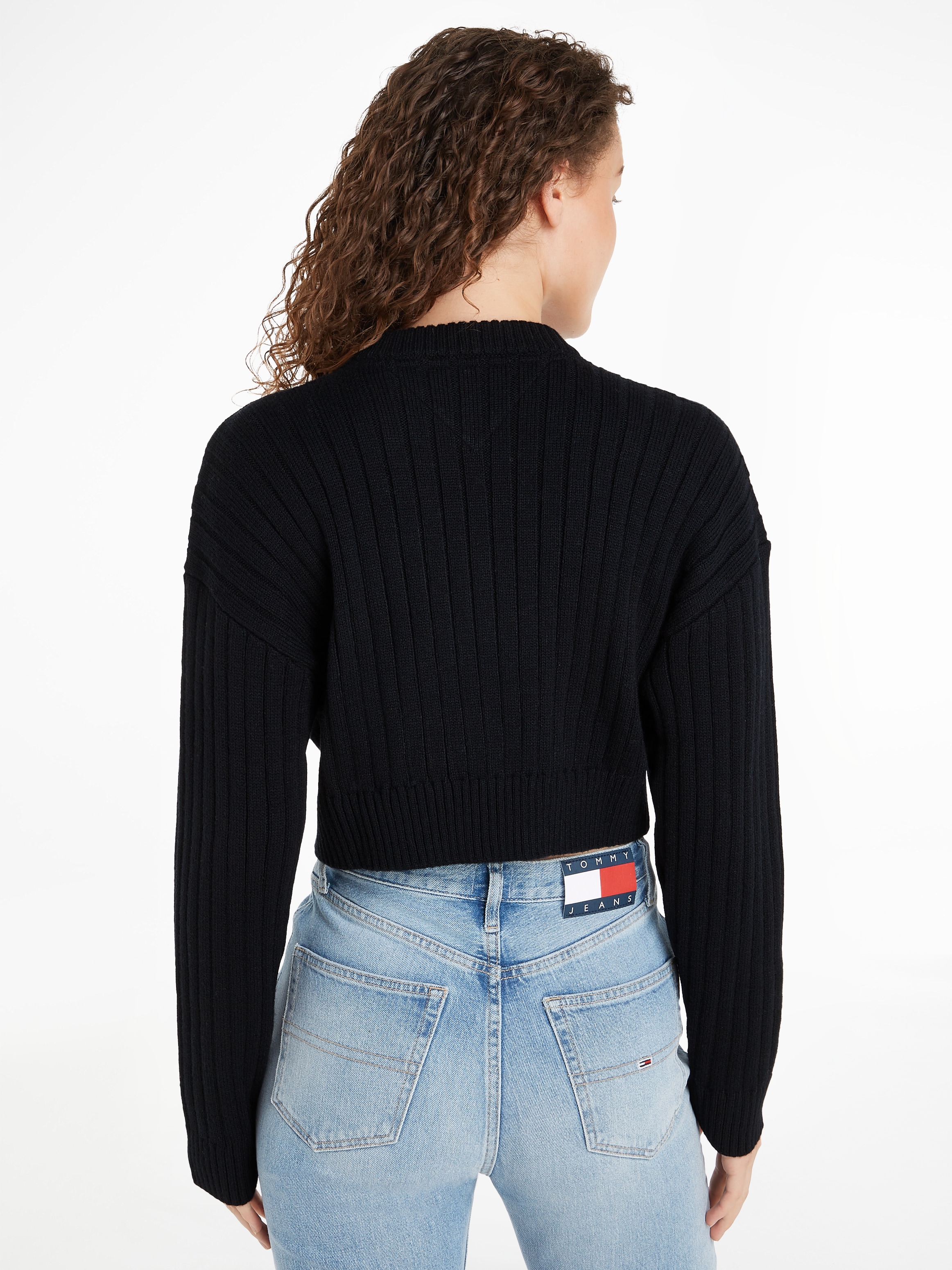 Tommy Jeans Curve V-Ausschnitt-Pullover »TJW VNCK CENTER FLAG SWEATER EXT«, Grosse Grössen