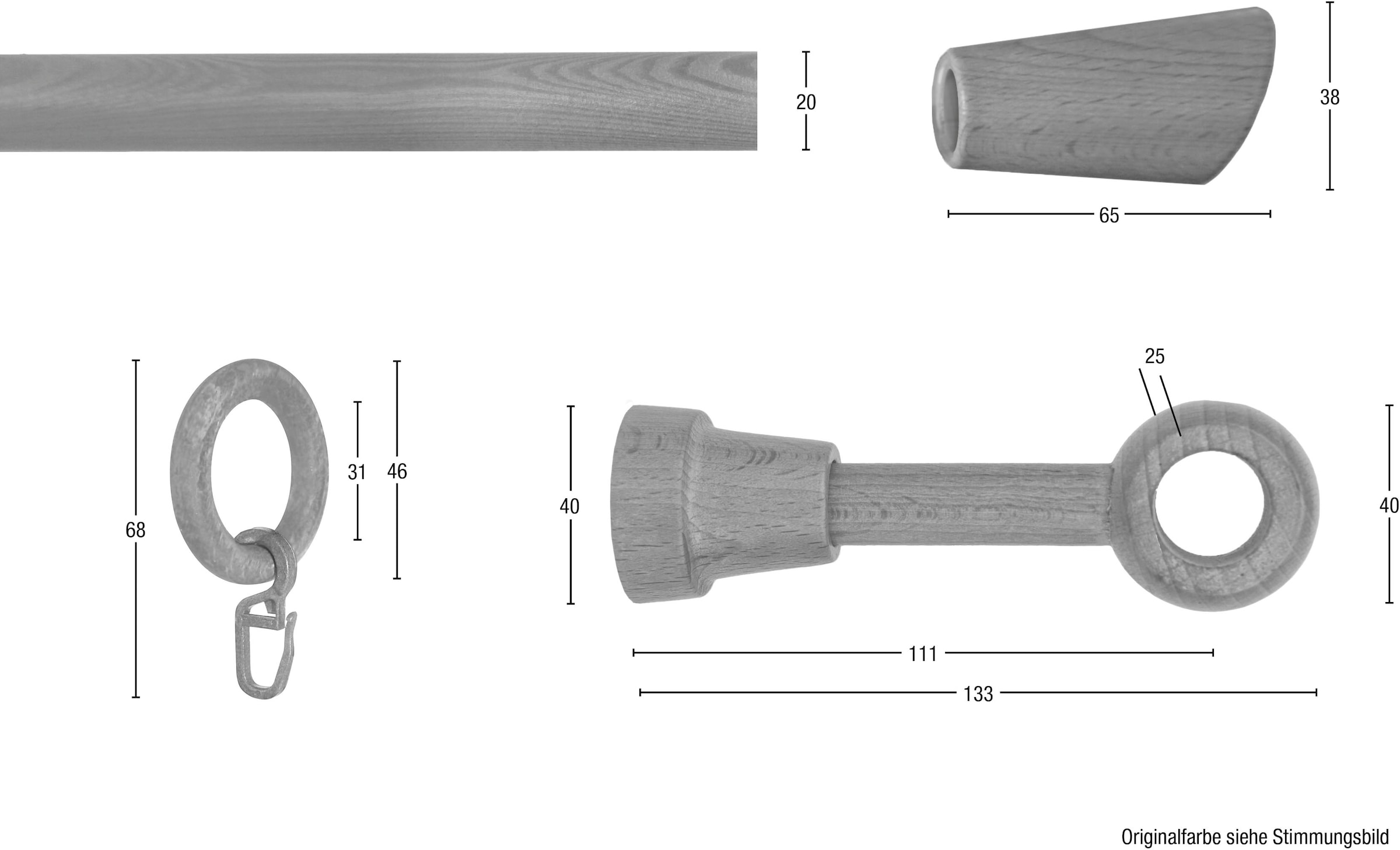 GARESA Gardinenstange »Digo«, 1 160, läufig-läufig, Ringe mit 120, cm, kaufen 200 Fixmass, Fixlänge