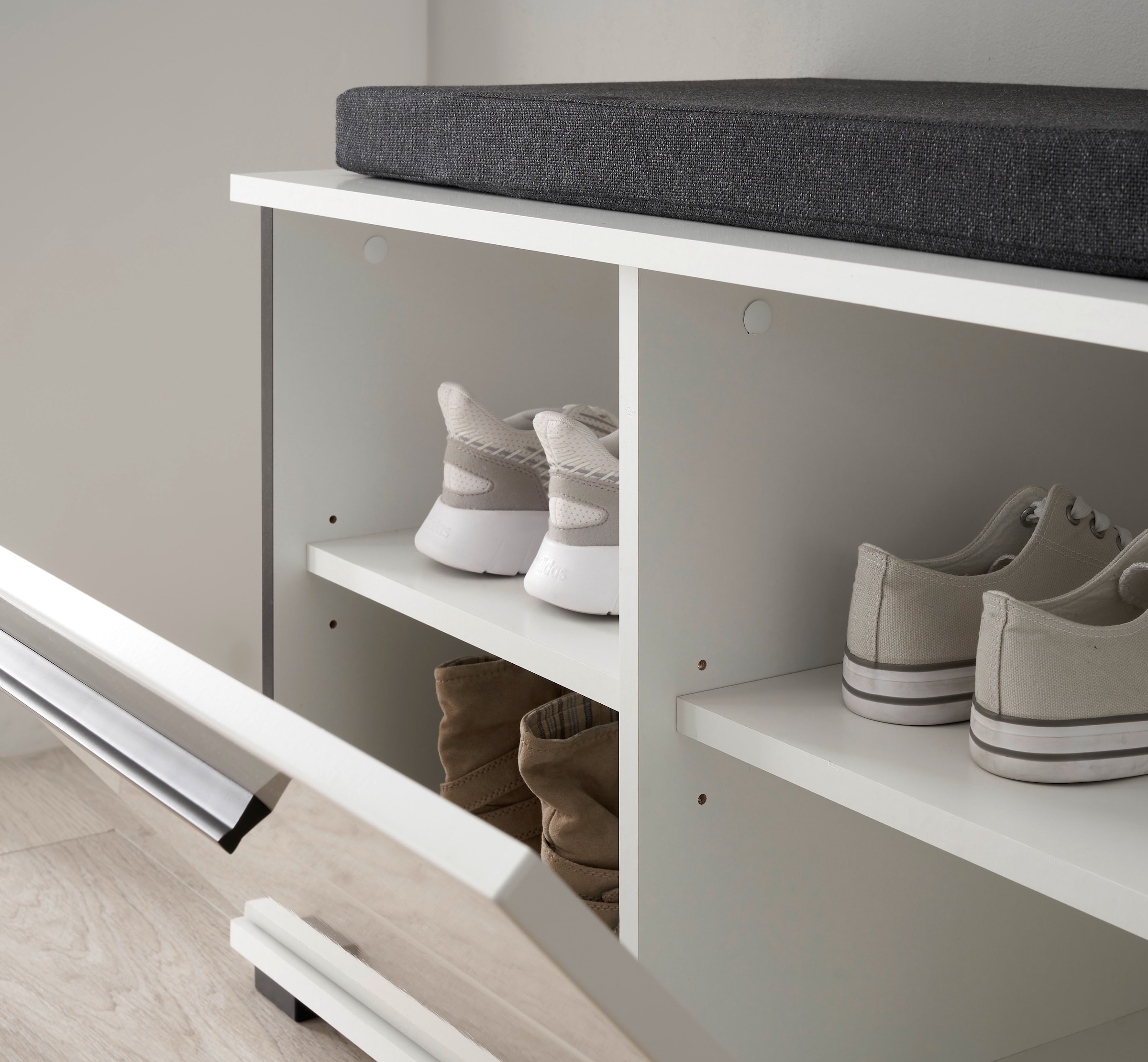 Home affaire Polsterbank »Cantara, Garderobenbank mit Klappe, Sitzbank in zwei Farben« 2 Stk. tlg. inkl. Sitzkissen, Platz für ca. 6 Paar Schuhe, 80 cm breit