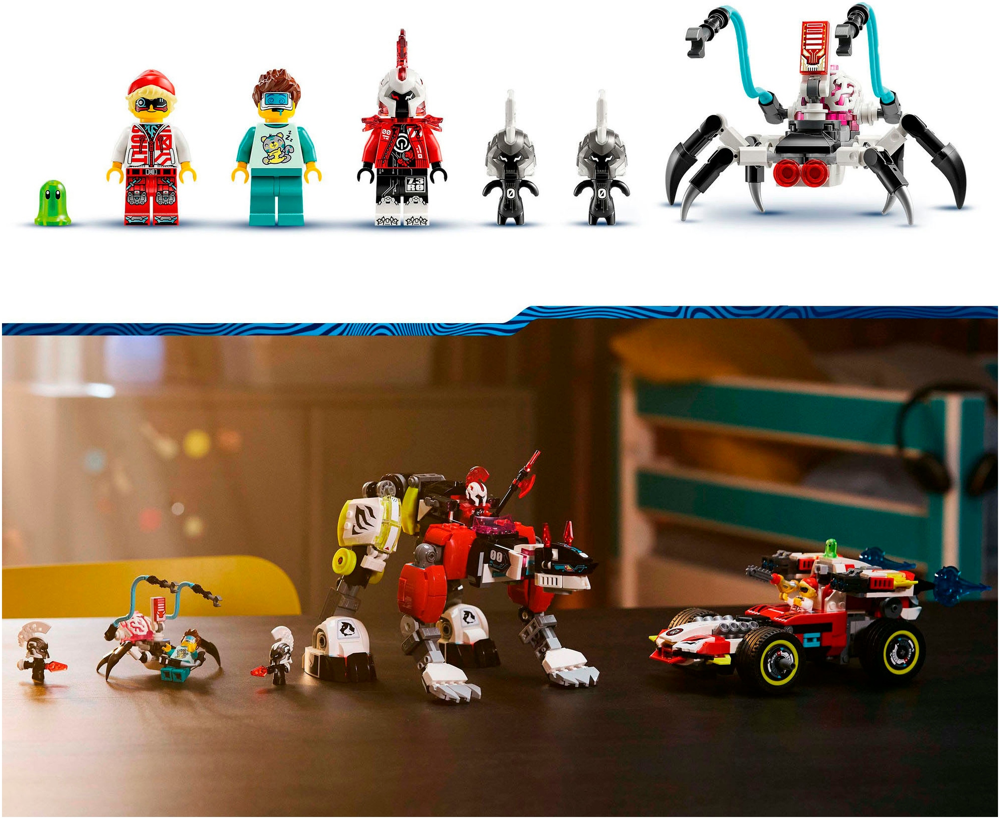 LEGO® Pions de construction »Coopers Tiger-Mech und Zero's Hot Rod Auto (71497), LEGO DREAMZzz« fabriqué en Europe