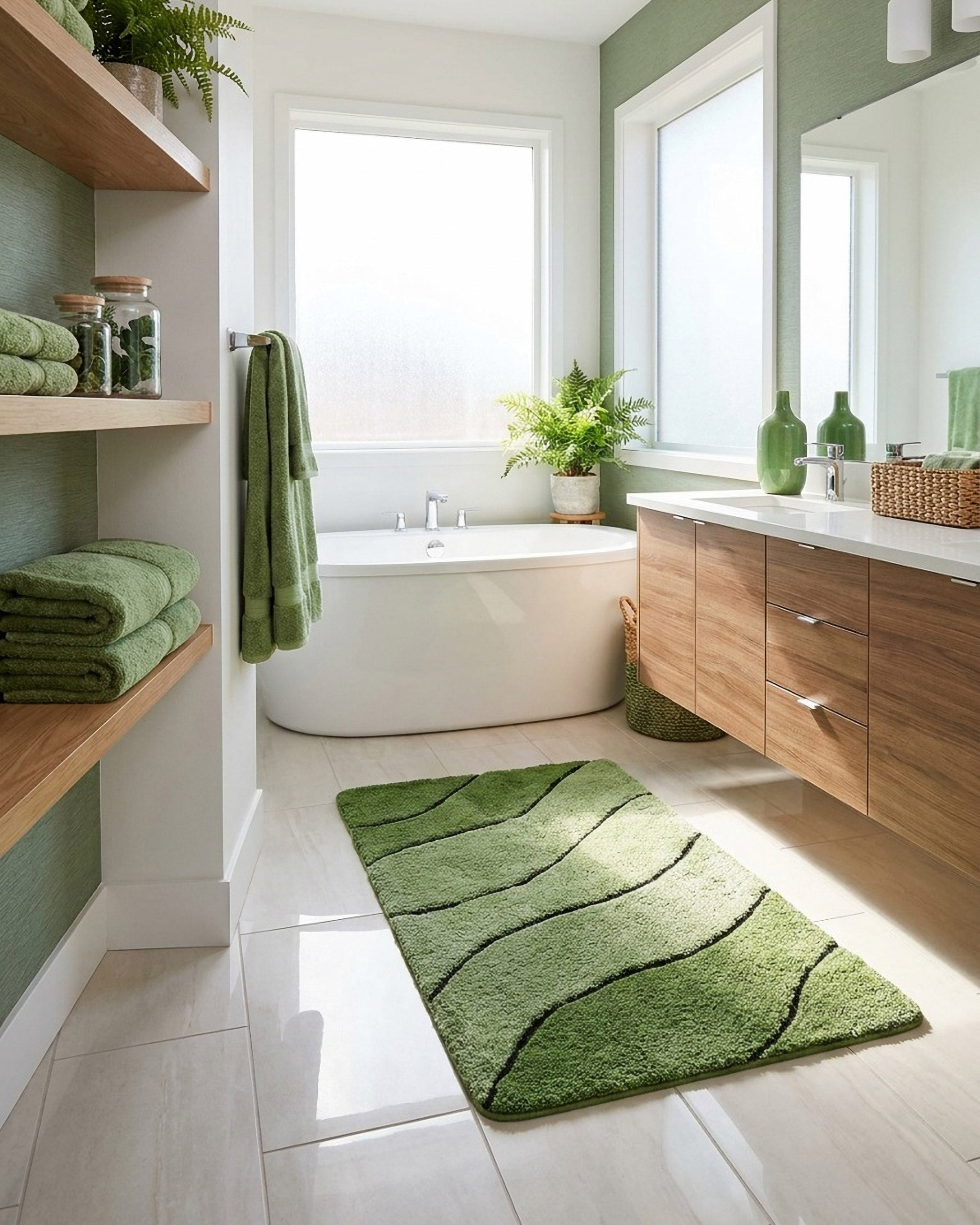Homie Living Tapis de bain »Monte Cavo« Höhe 25 mm revêtement antidérapant Résistant | compatible chauffage au sol Tapis de bain, motif ondulé, doux, antidérapant, lavable, touffeté