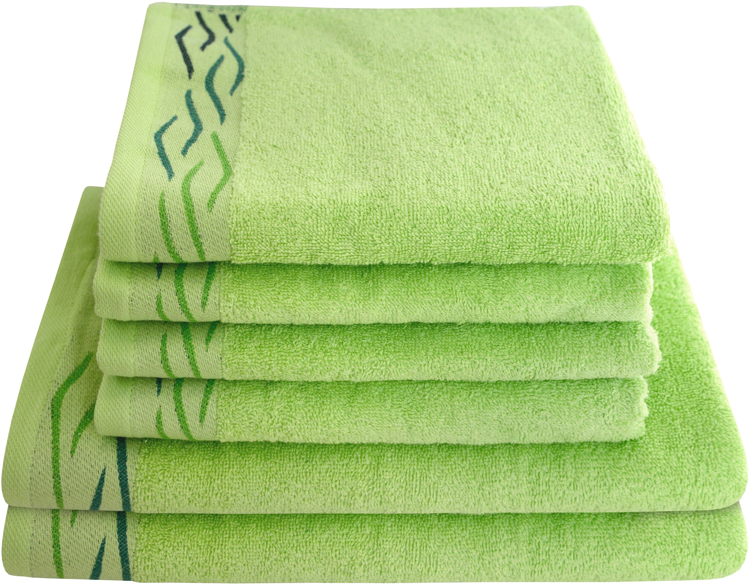 Image of Dyckhoff Handtuch Set "Wave" Set 6 Stk. Frottier mit Jacquard-Bordüre;4 Handtücher (50x100cm), 2 Duschtücher (70x140cm)