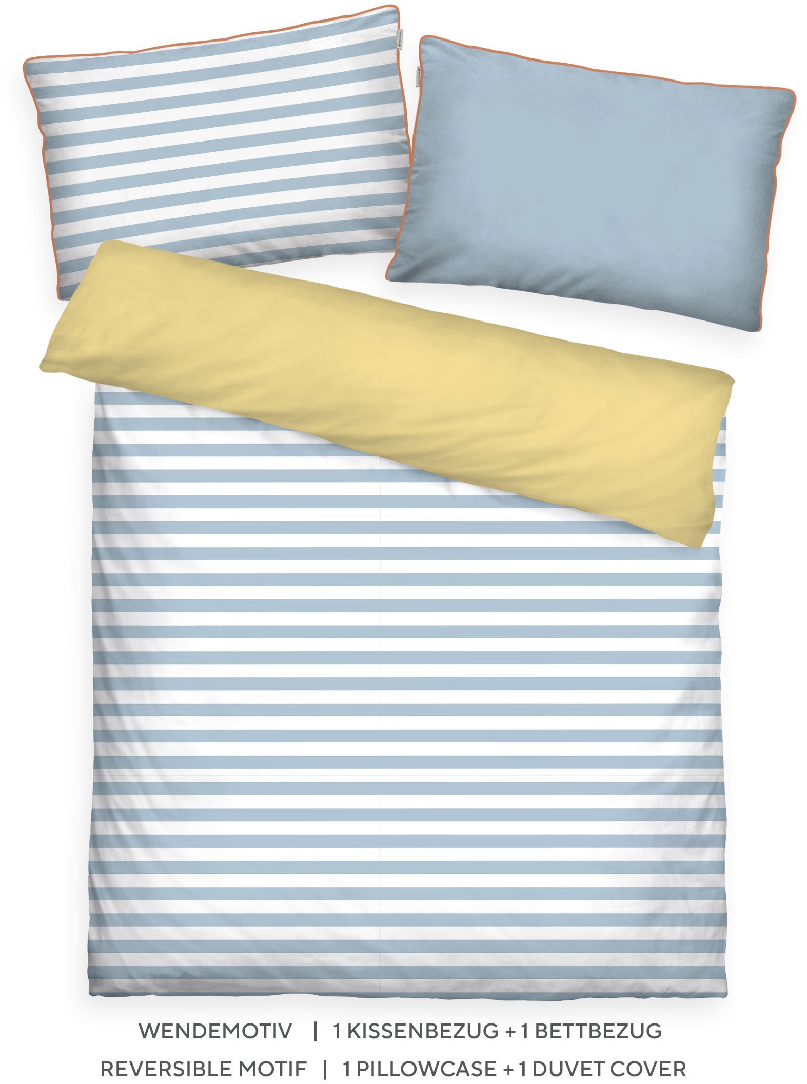 TOM TAILOR HOME »STRIPES WITH A KICK in Gr. 135x200cm oder 155x220cm« 2 cuis nouvelle chambre, passepoil coloré sur le coussin,