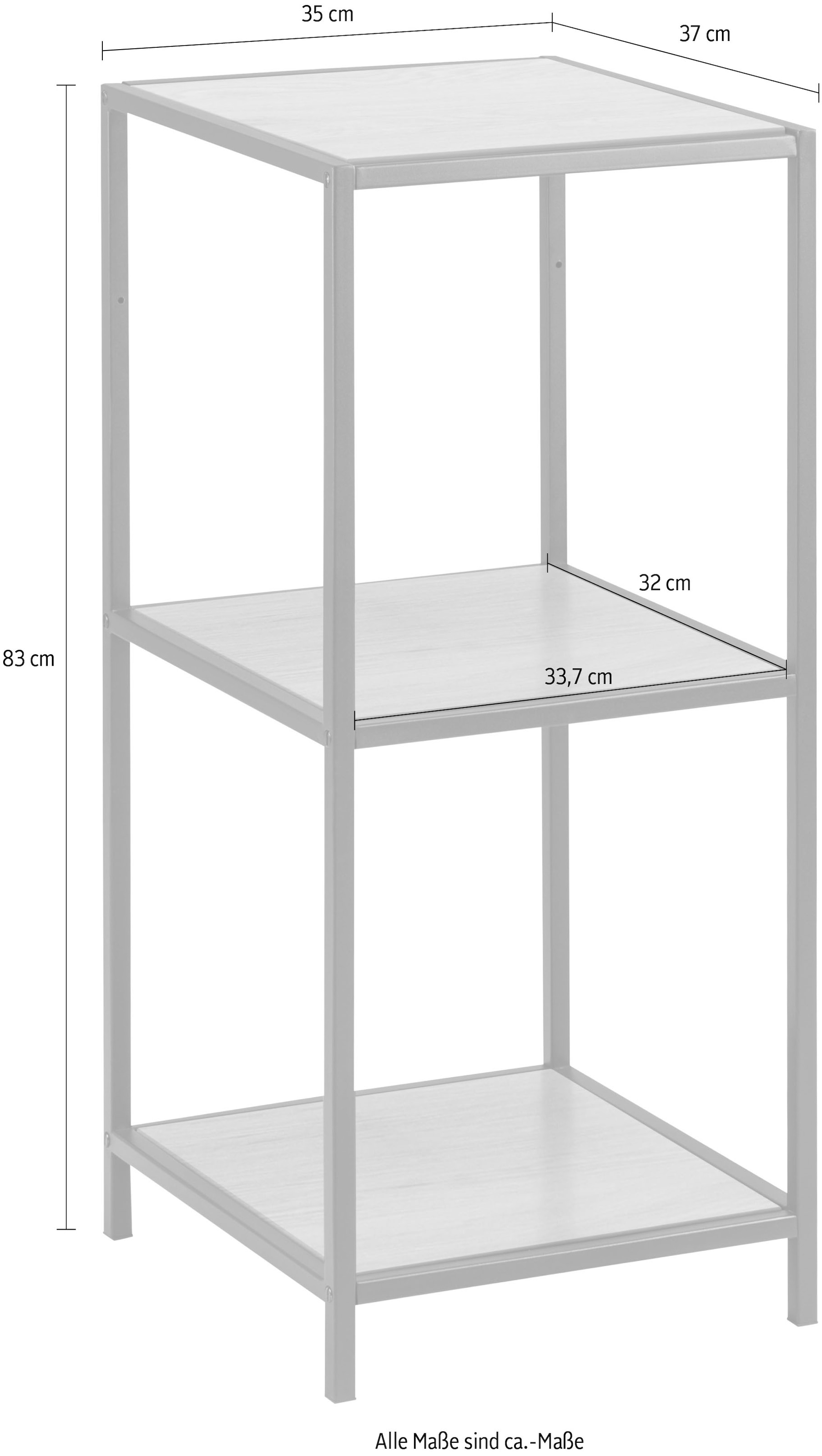 ACTONA GROUP Bücherregal Metallgestell im modernen Industrielook, 2 Einlegeböden, Höhe 82,5 cm