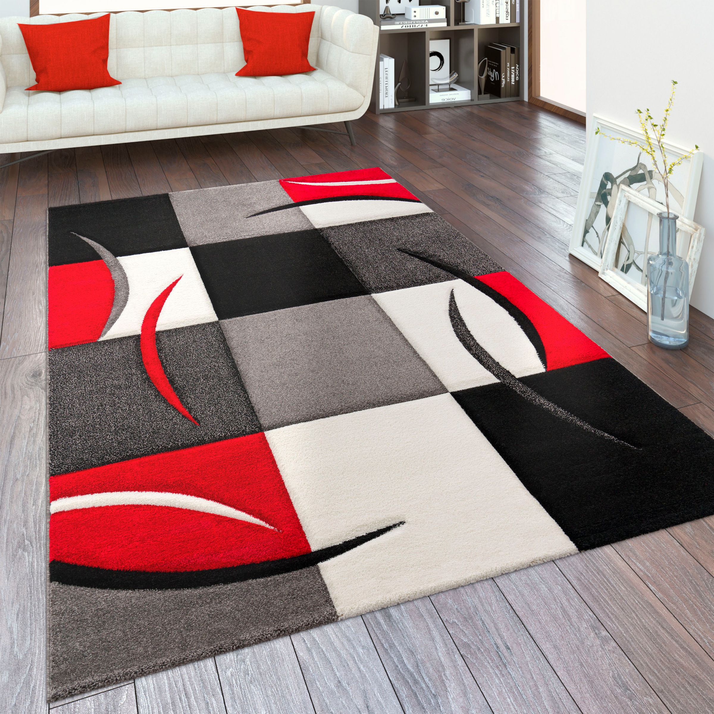 Paco Home Teppich »Diamond 665«, rechteckig, 17 mm Höhe, Karo Muster, 3D-Design, auch als Läufer, Wohnzimmer, Schlafzimmer