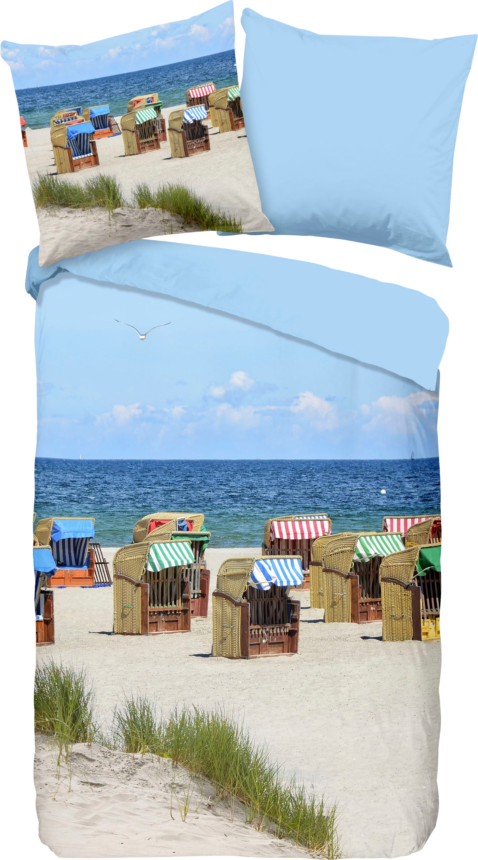 Wendebettwäsche »Relax«, (2 tlg.), mit Strandmotiv