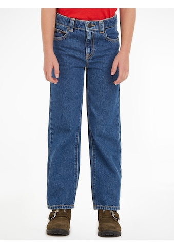 5-Pocket-Jeans »GIRLFRIEND MID BLUE«, Kinder Kids Junior MiniMe,mit Leder-Brandlabel...