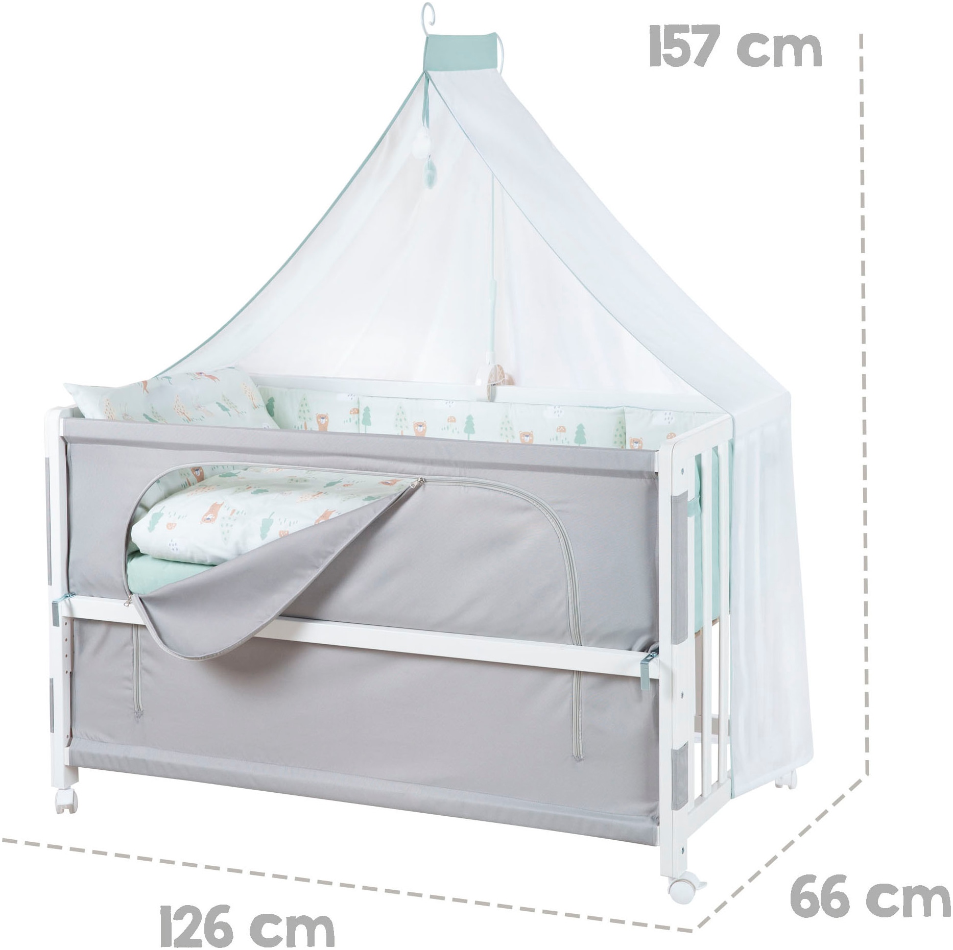 roba® Babybett »Room Bed - Woodland Buddies« als Beistell-, Kinder- und Juniorbett verwendbar