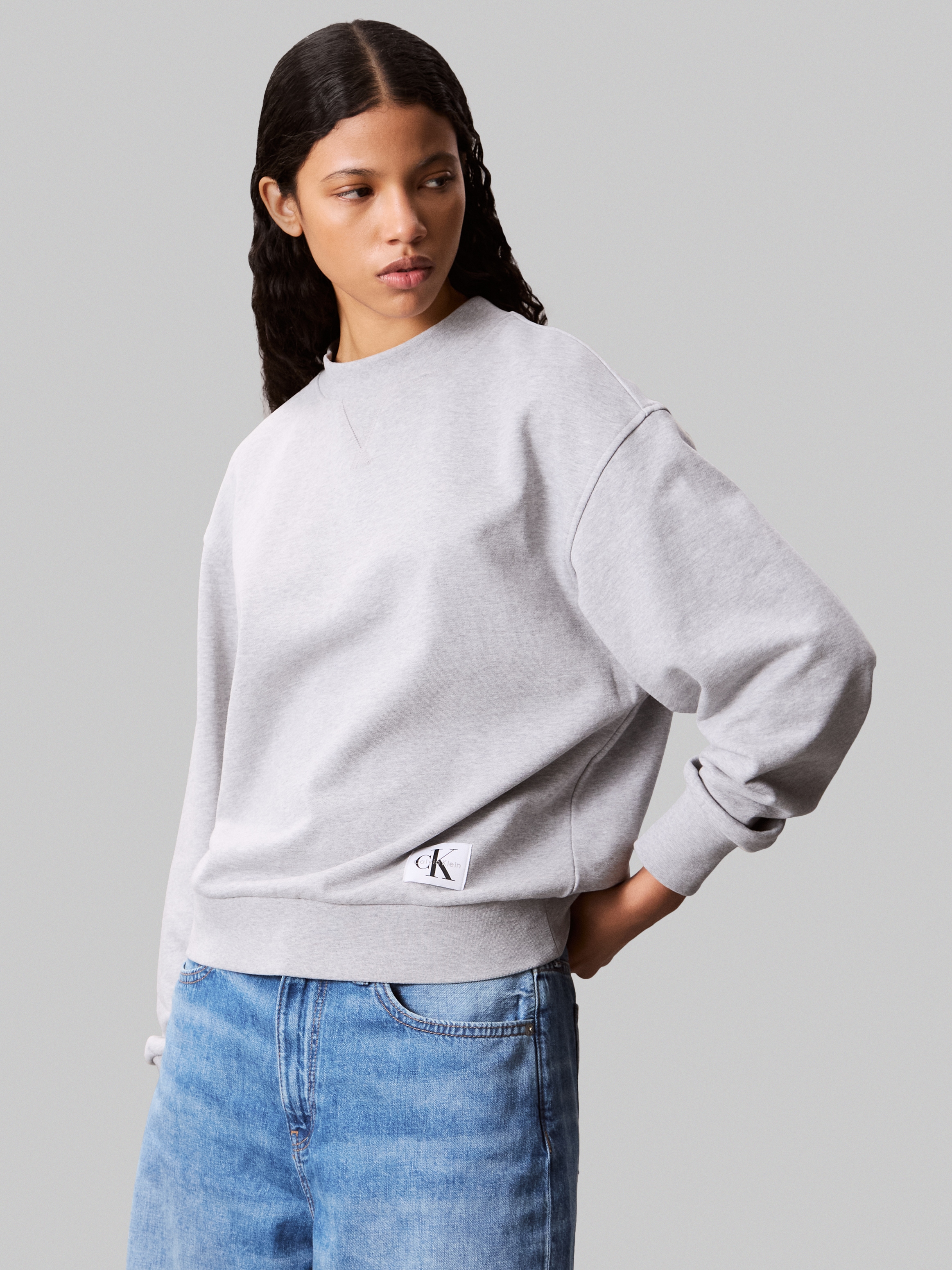 Image of Calvin Klein Sweatshirt "A- LS BADGE LOGO TERRY CREW NK", Mit Rundhalsausschnitt
