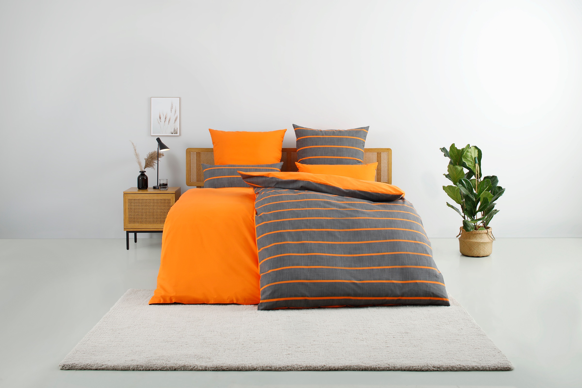 Image of GOODproduct Bettwäsche "Katja" 2 Stk. Bettwäsche aus Baumwolle, Bettwäsche mit Streifen-Design, Wendeoptik