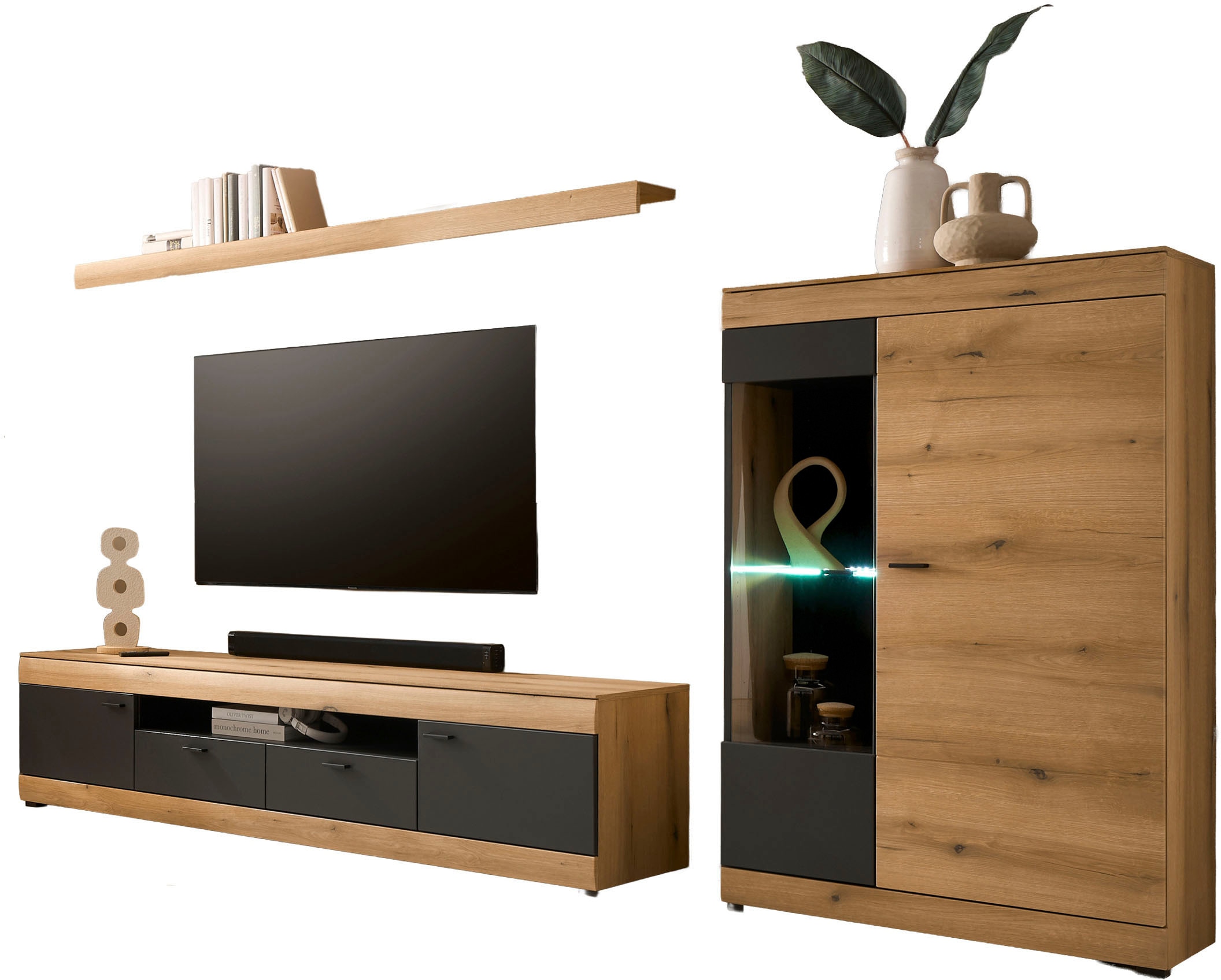 Home affaire Wohnwand »Soleto, zeitlose Anbauwand, Komplettset im modernen Stil« Komplett-Set, 3 Stk. tlg.