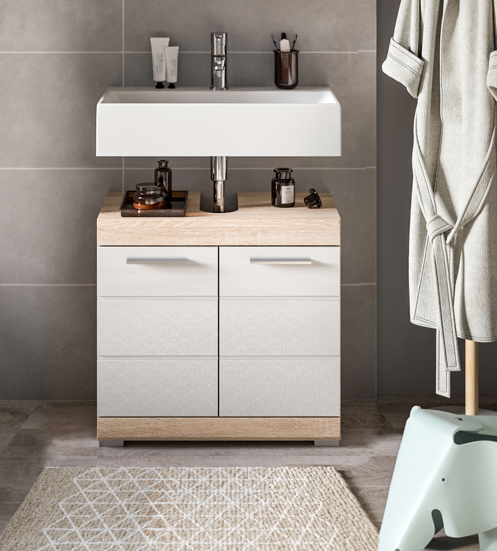 INOSIGN Waschbeckenunterschrank »SIENA, Breite 60cm, 2 Tür, 2 Fächer, mit Siphonausschnitt, MDF-Front«, (1 St., TOPSELLER!), in verschiedenen Farben erhältlich, Badmöbel, Badschrank, Kommode, Bad