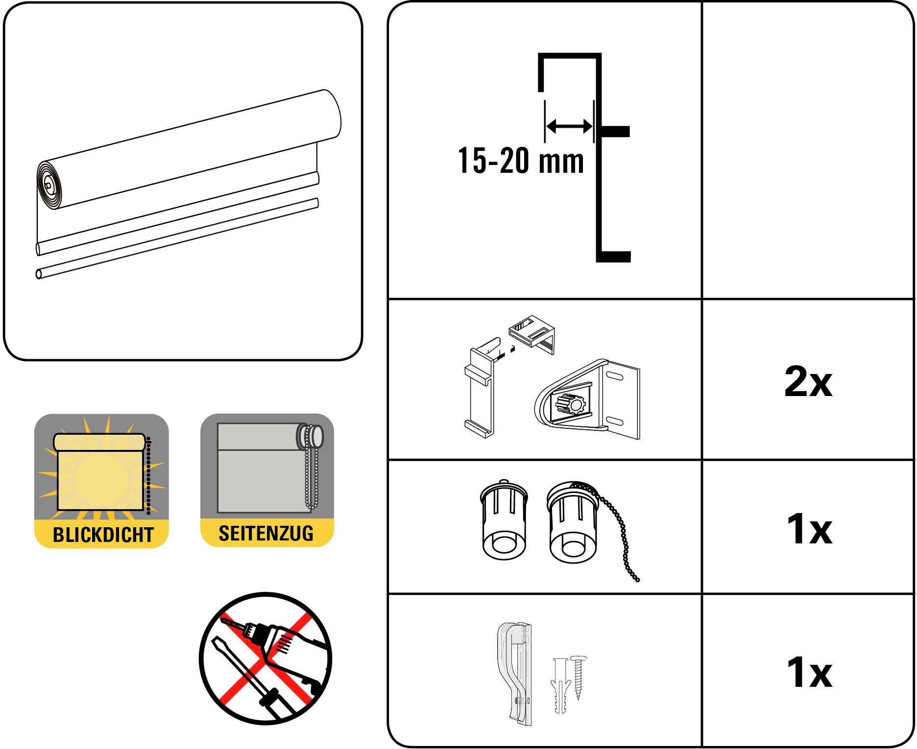 my home Seitenzugrollo »Uni Klemmrollo«, verdunkelnd, Sichtschutz-Sichtschutz, mit Bohren/ohne Bohren, freihängend, Schraubmontage möglich