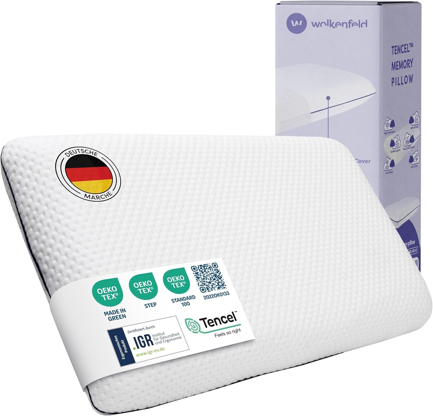 Image of Wolkenfeld Nackenkissen "Eron Nackenstützkissen" Optimaler Support für Nacken, Rücken und Schultern – Tencel-Faser
