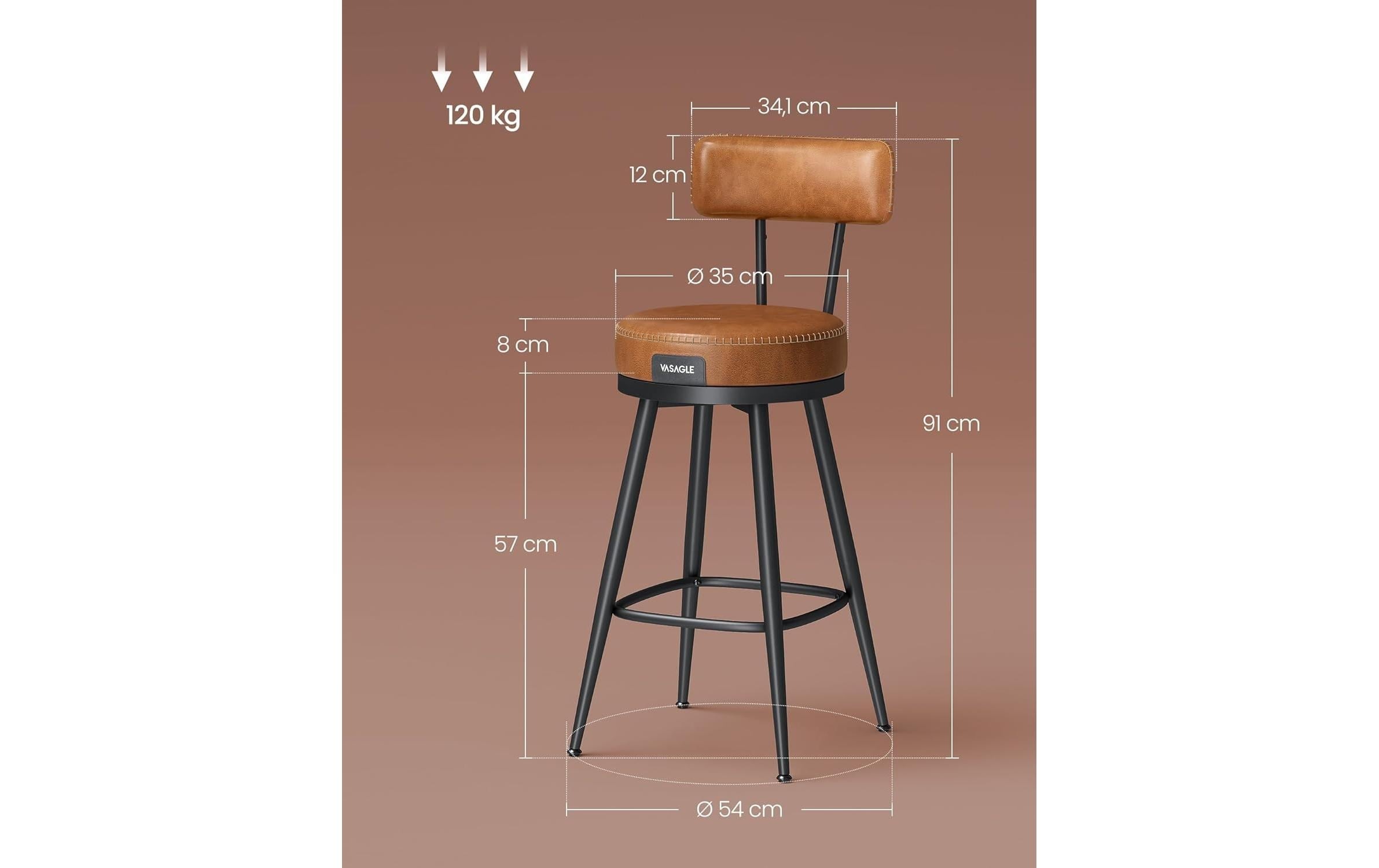 VASAGLE Barhocker »2er Set 54 x 90.5 cm«
