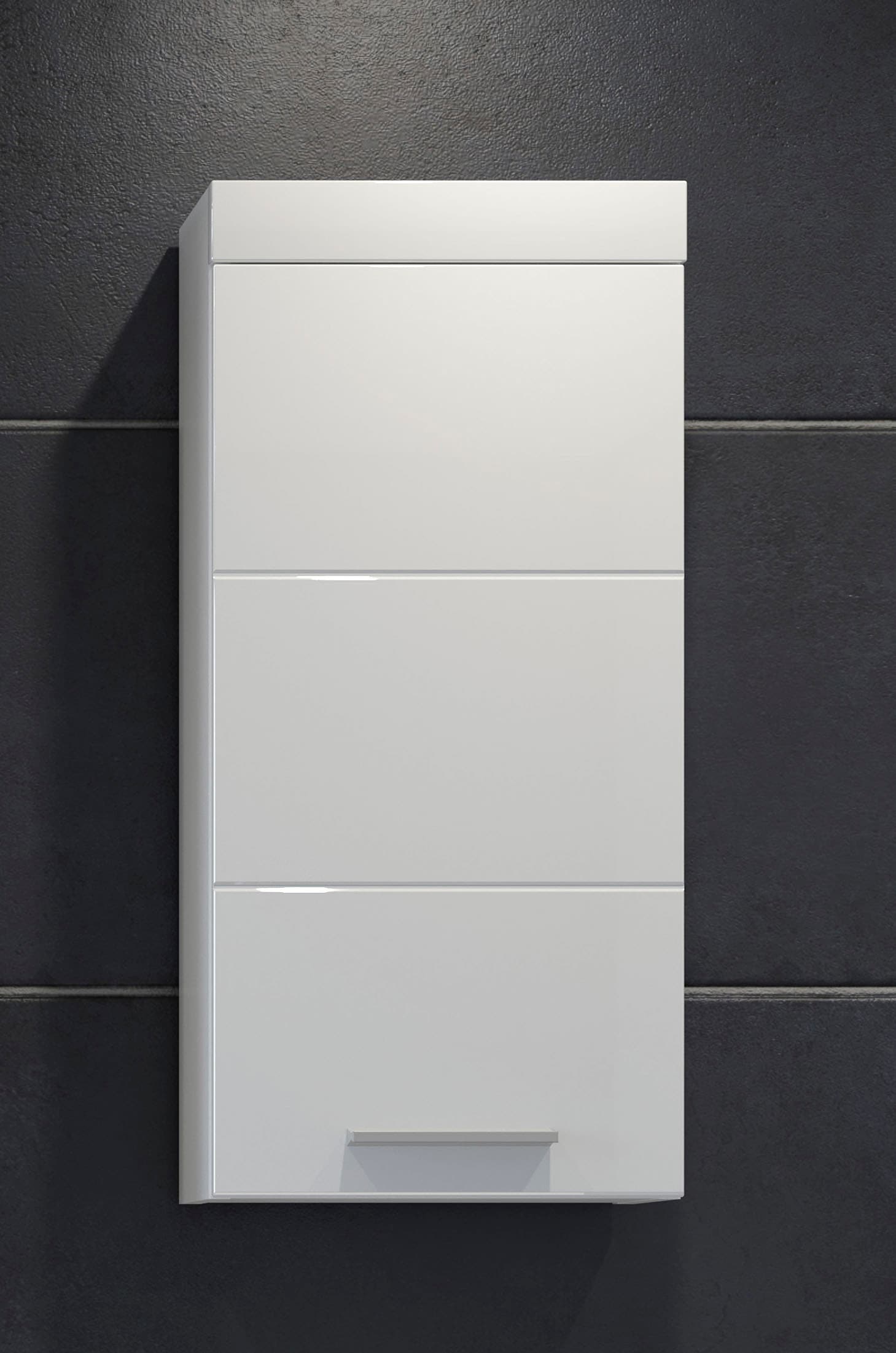 Image of welltime Hängeschrank "Dormoletto" Weisser Badschrank mit waagerechter Fräsung - Masse (B/T/H) 35/16/75 cm