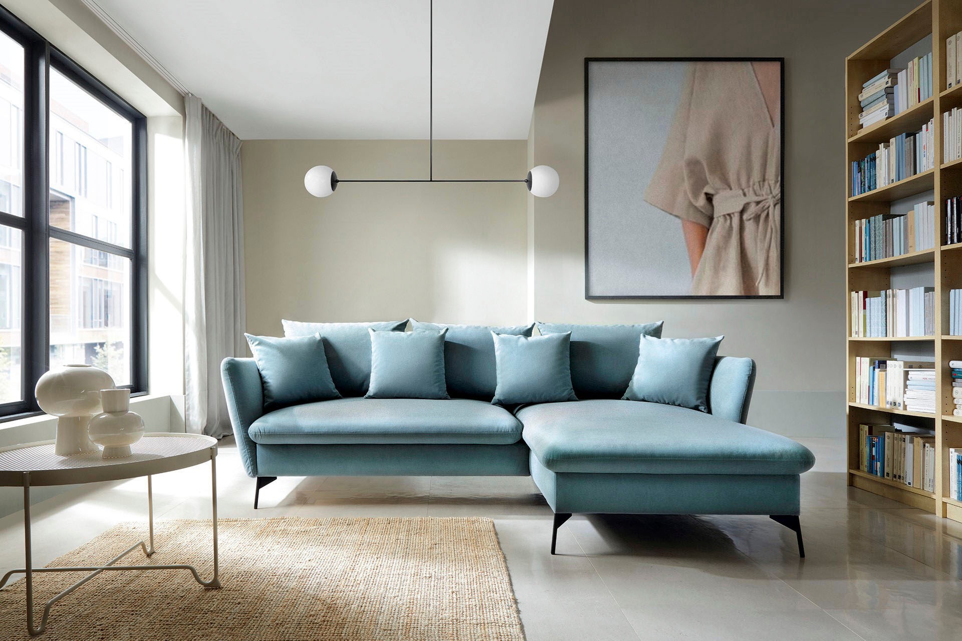 andas Ecksofa »LIVORNO,258 cm, L-Form,«, Schlaffunktion u. Bettkasten (139/224cm), Samt, Struktur, Webstoff