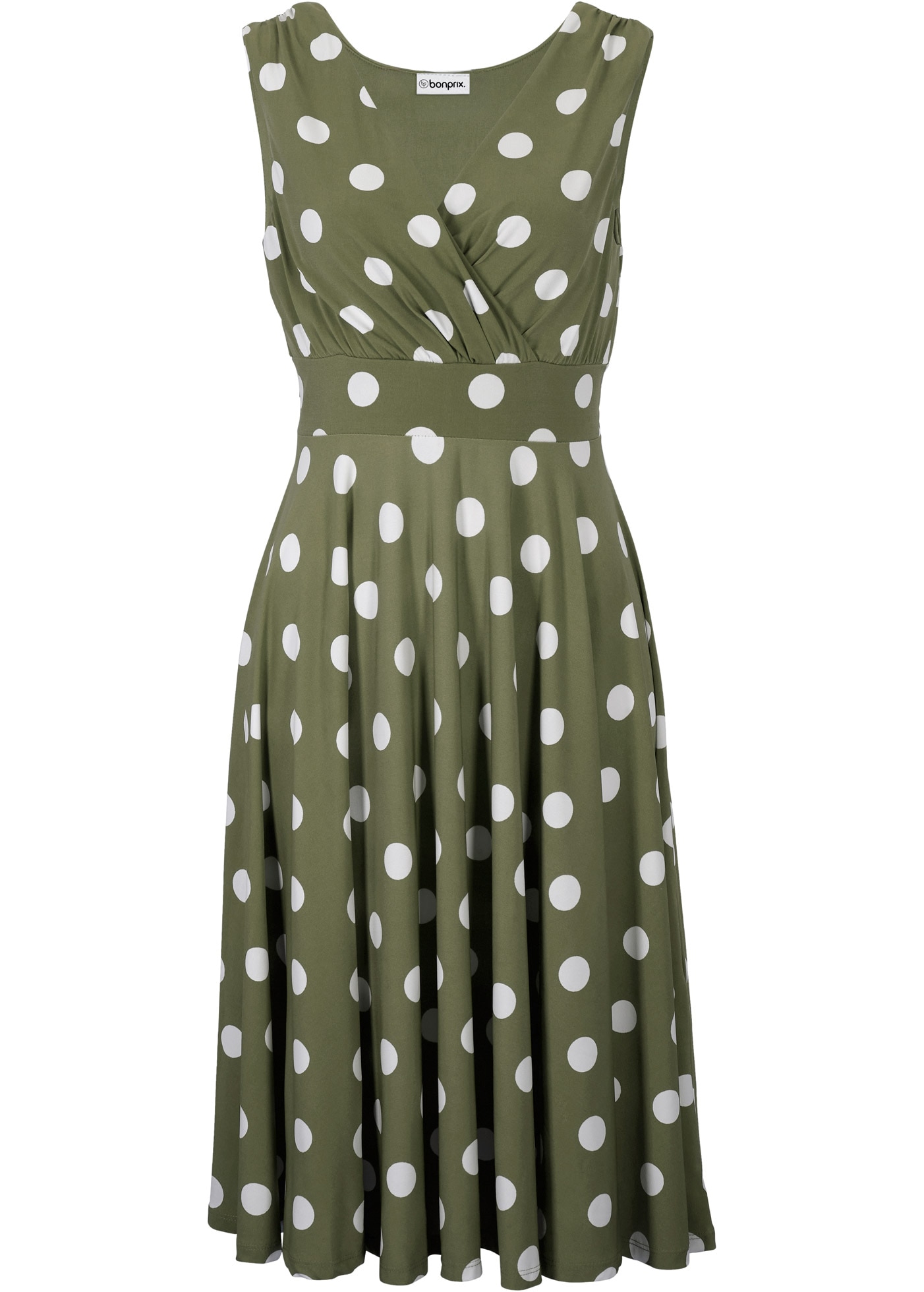 bonprix Shirtkleid mit Punkt-Design, aus Polyester und Elasthan, Regular Fit, ärmellos