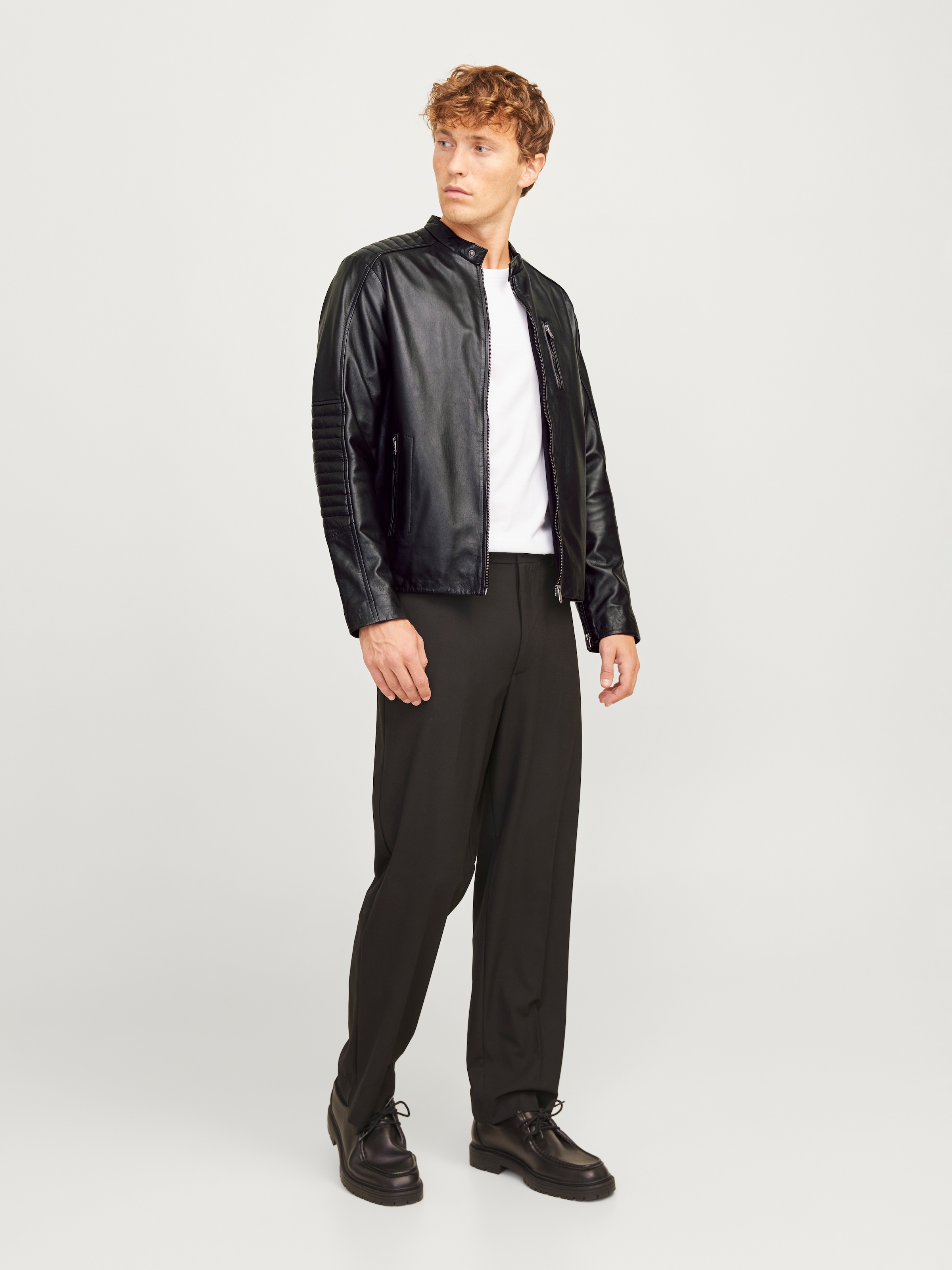 Jack & Jones Lederjacke »JJELIAM LAMB LEATHER JACKET NOOS«, ohne Kapuze, mit markanter Schultersteppung