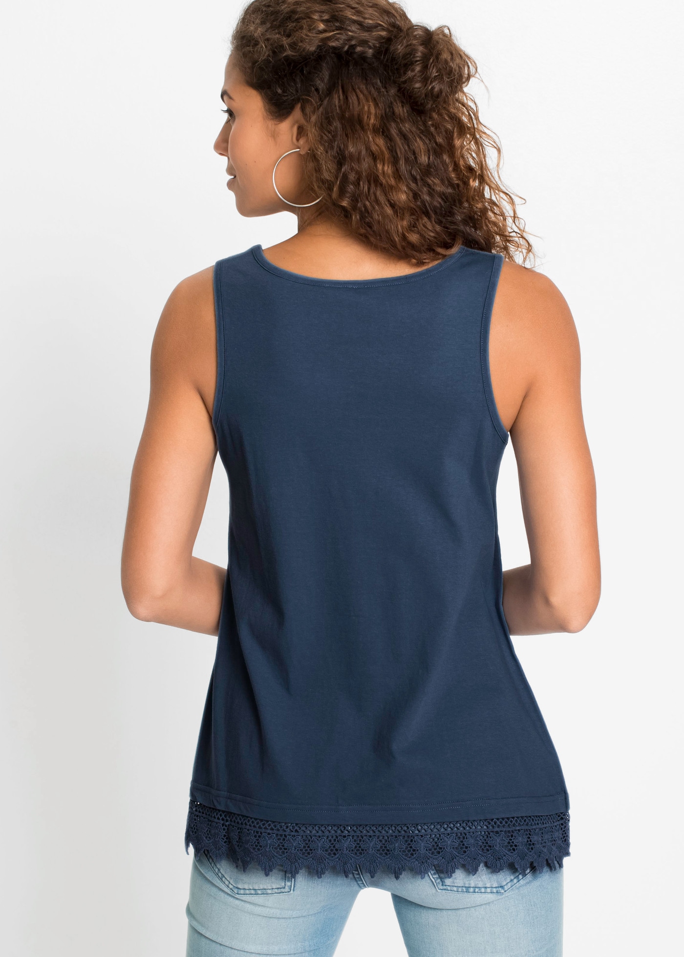 bonprix Shirttop Packung, 2er,  bequeme Passform, zarte Spitzenborte am Saum, taillierter Schnitt