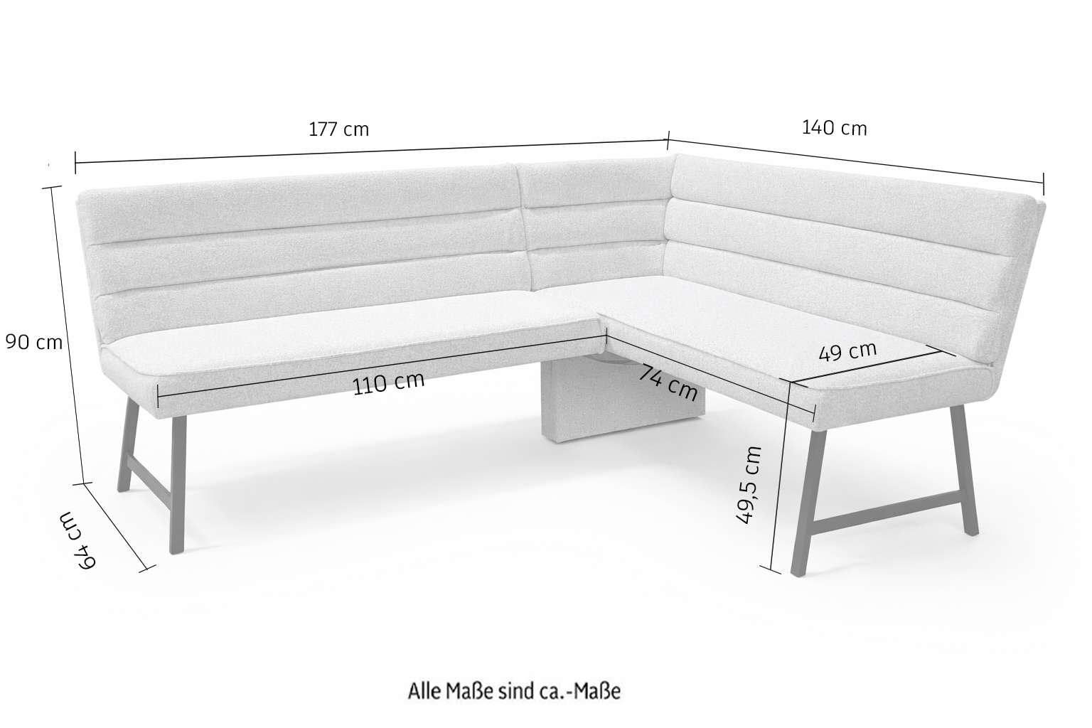 GOODproduct Eckbank »Oregon Küchenbank, Polsterbank, Esszimmerbank, 177x140 cm« Moderne Bank und  Farben, Sitzplatzanzahl: 4/5, Frei in Raum stellbar