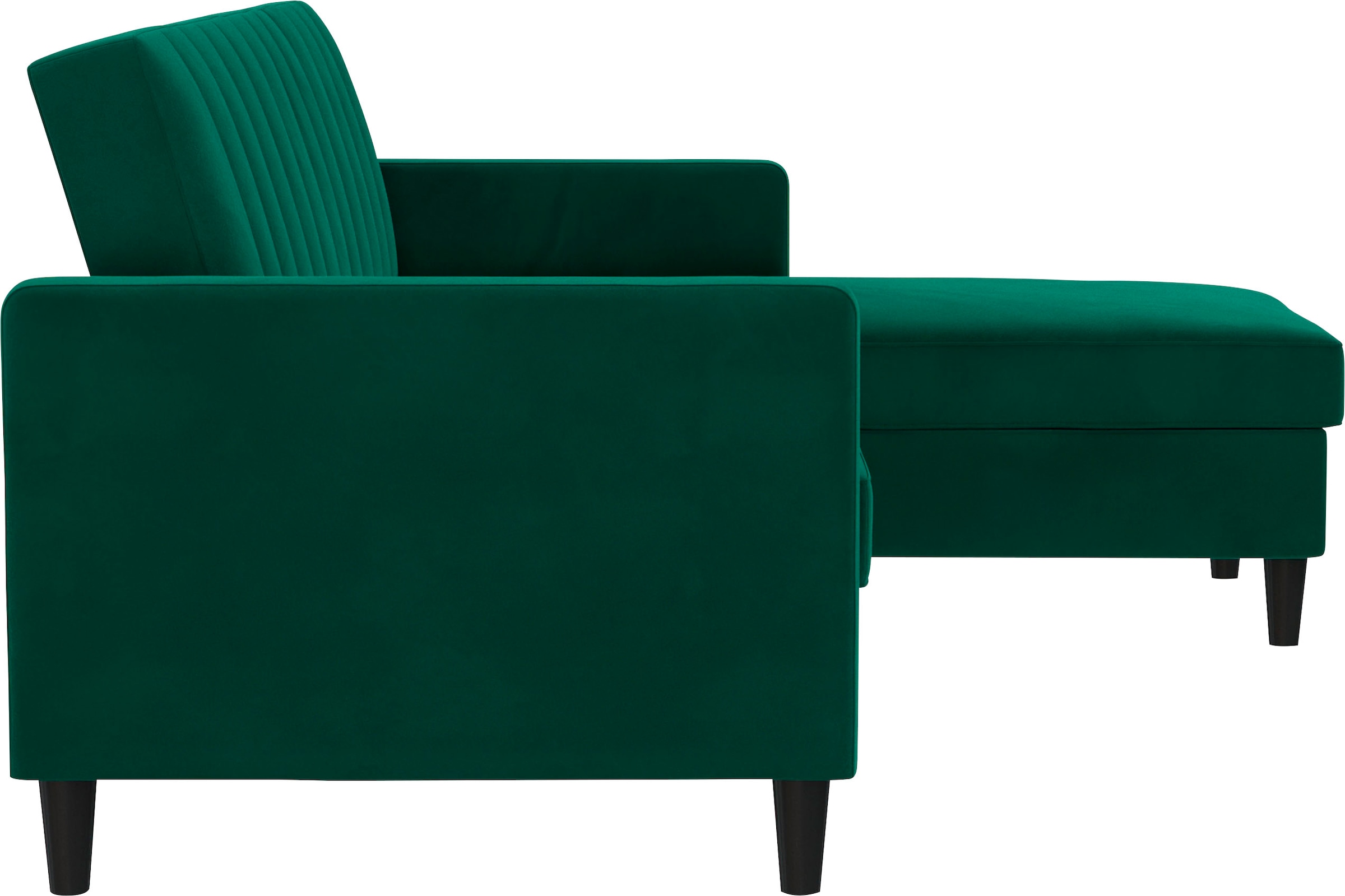 Dorel Home Ecksofa mit Schlafffunktion, Recamiere mit Stauraum beidseitig montierbar, Rückenlehne 2-teilig und 3-fach verstellbar