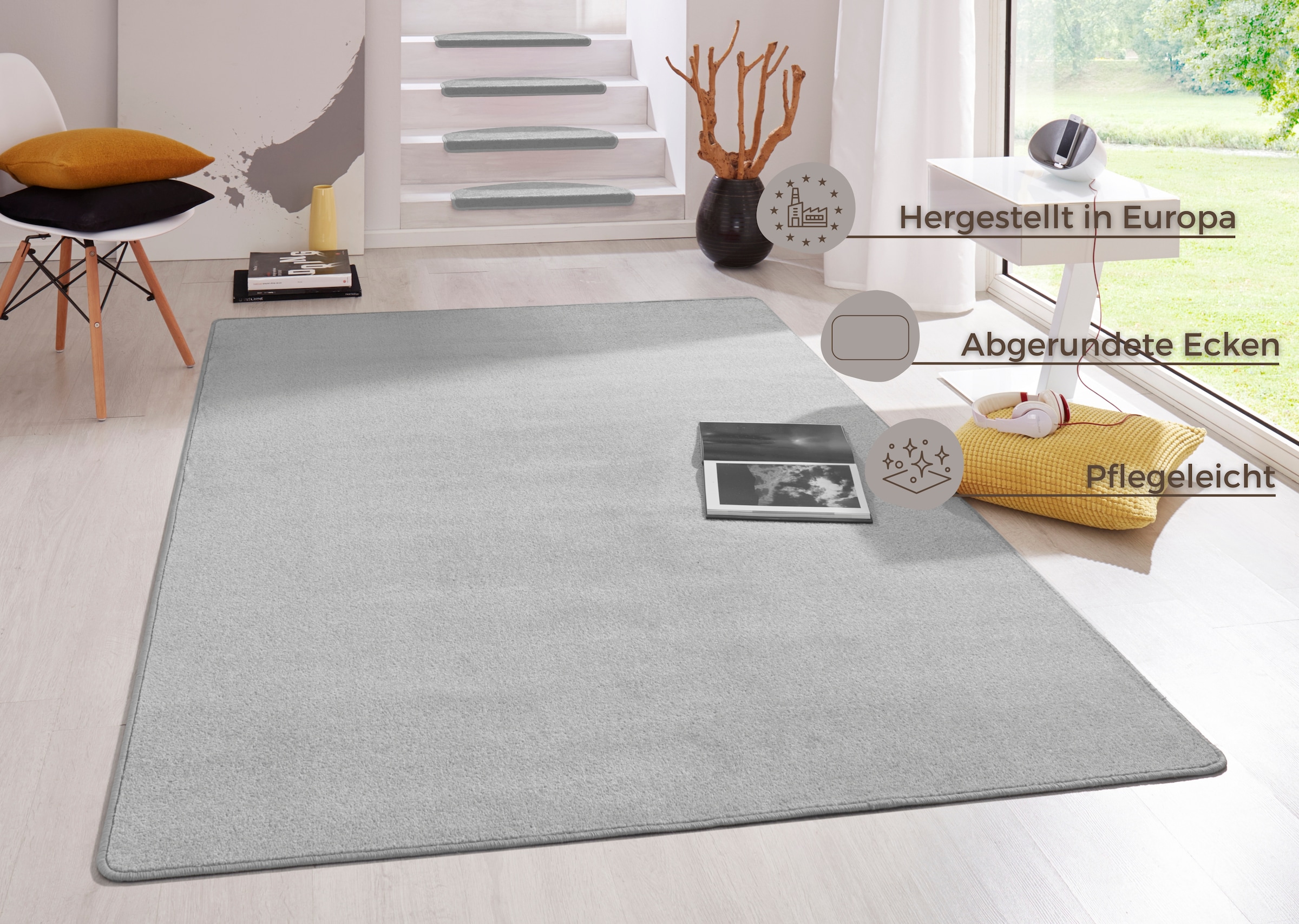 HANSE Home Teppich »Fancy«, rechteckig, Kurzflor, weich, uni, gekettelt, Wohnzimmer, Schlafzimmer, Esszimmer