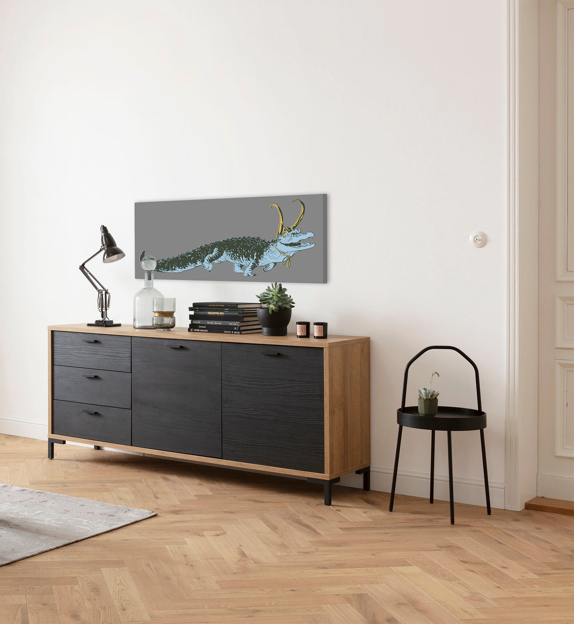 Komar Leinwandbild »Loki Alligator Variance - Grösse 90 x 40 cm«, Disney, (1 St., 90 x 40 cm (Breite x Höhe), Keilrahmenbild mit Echtholzrahmen, Kinderzimmer