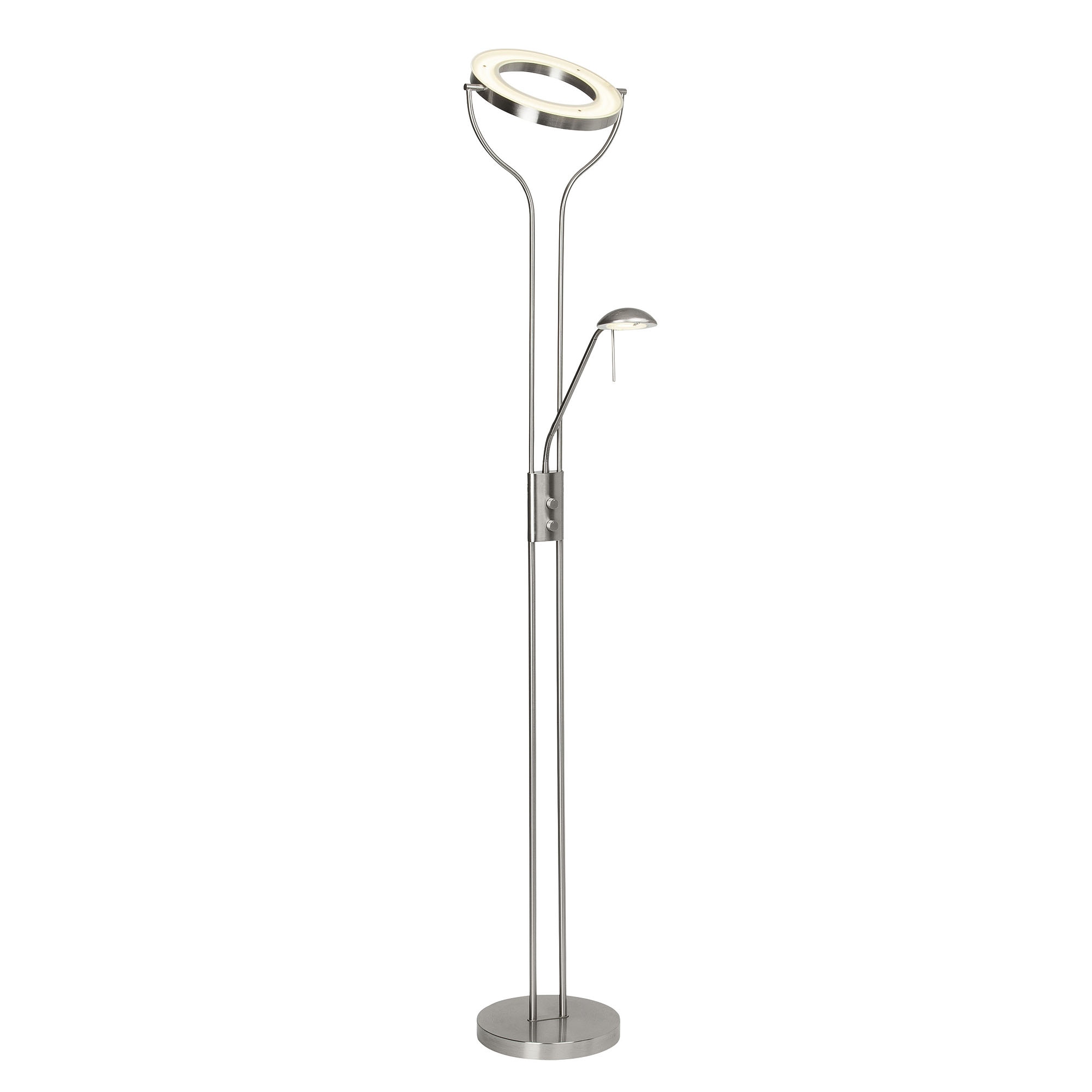 Brilliant Deckenfluter »Demian« LED-Modul 1 Warmweiss LED Stehlampe Lesearm eisen/chrom