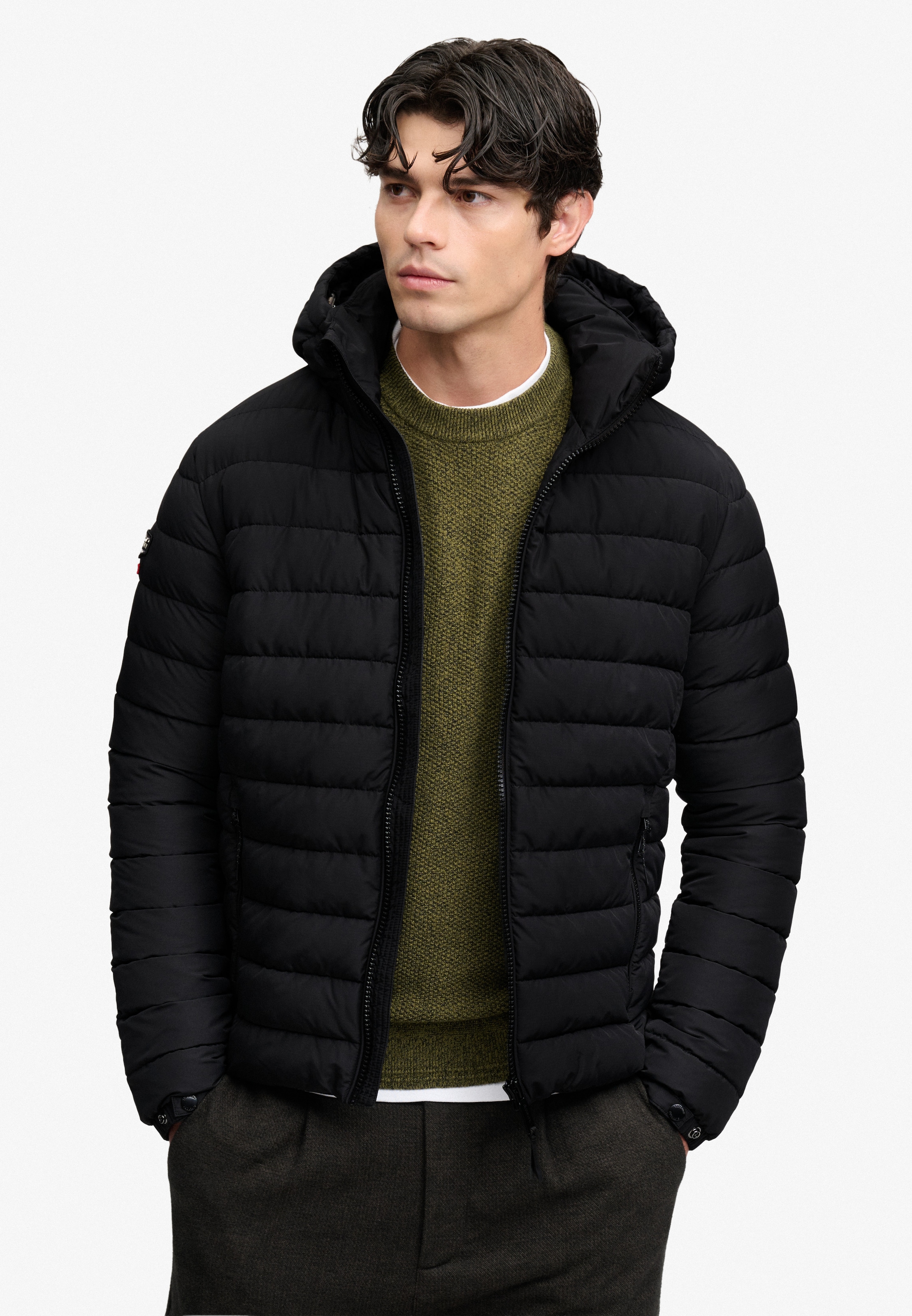 Image of Superdry Steppjacke "HOOD FUJI MIDWEIGHT PADDED JKT" mit Kapuze Kunstfaser, slim fit