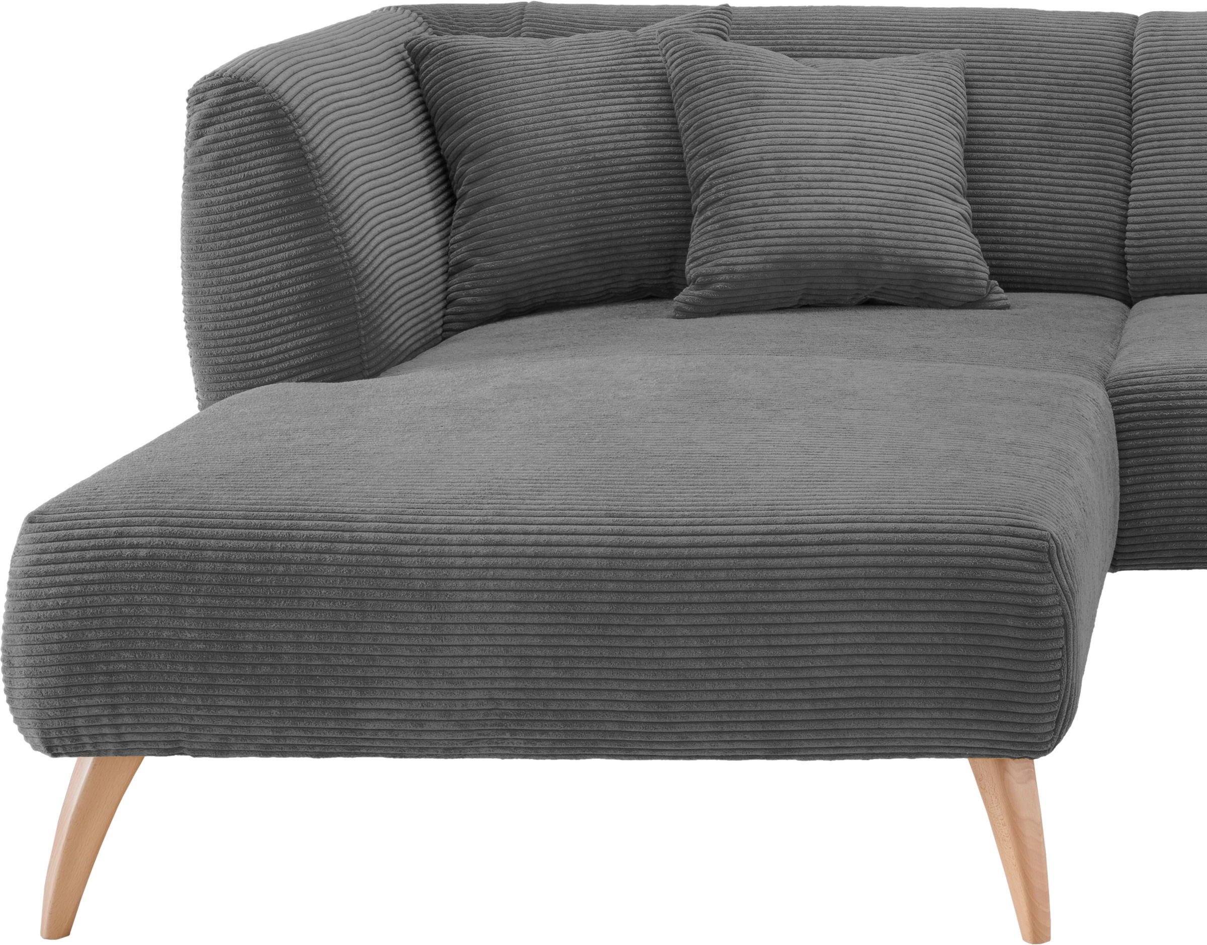 INOSIGN Ecksofa »Colori L-Form«, Holzfussfarbe wählbar, inkl. 4x Zierkissen