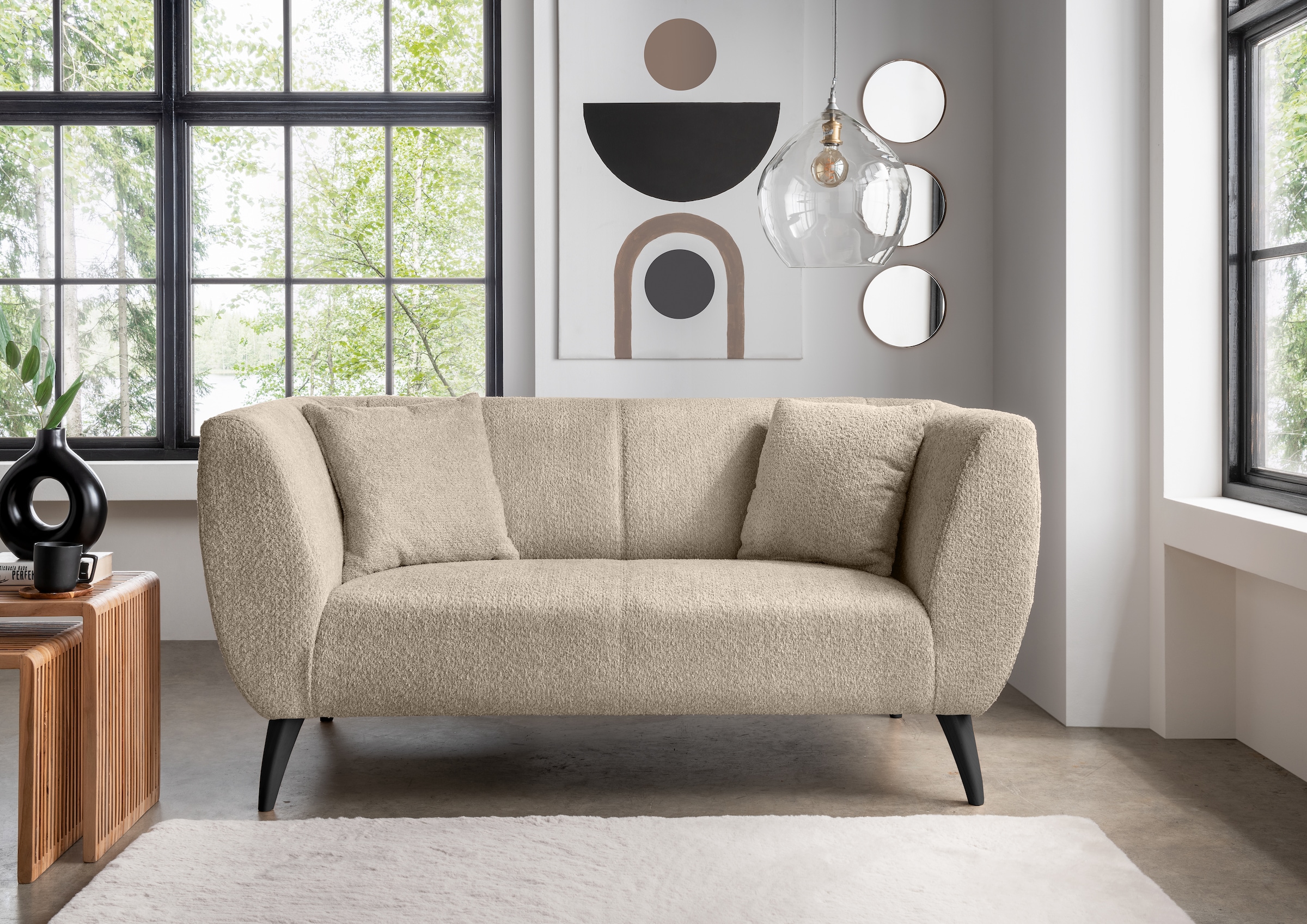 Home affaire Canapé d'angle »Lazio modern und bequem, schmale Armlehnen, tolle Detailverarbeitung« zwei verschiedene Fussfarben wählbar