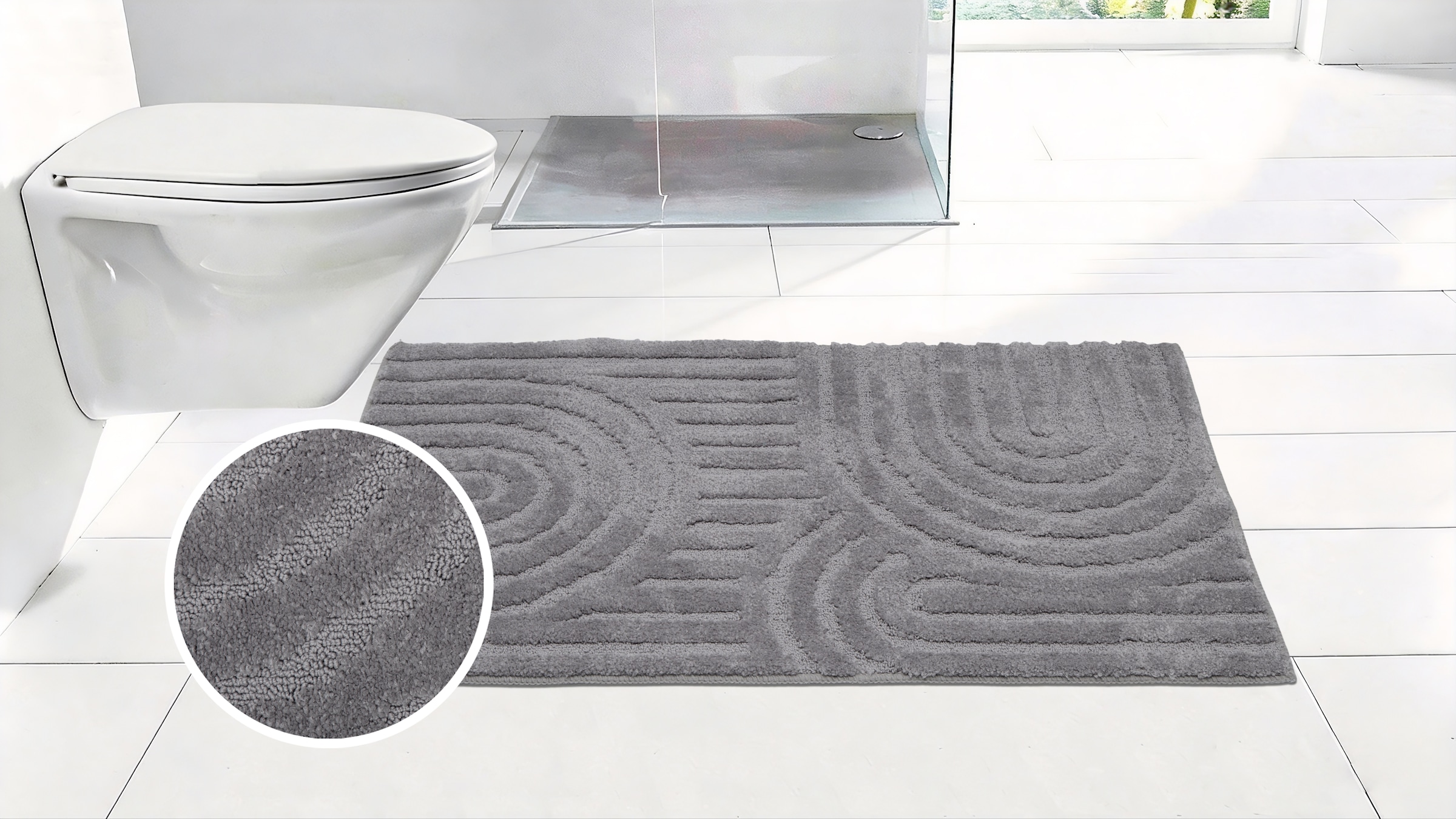 GOODproduct Badematte »Zen, Badvorleger, Badezimmer Teppich, Duschvorleger« Höhe 10 mm rutschhemmend beschichtet fussbodenheizungsgeeignet | schnell trocknend Uni Farben, Hoch-Tief-Effekt, modernes Muster, Zen