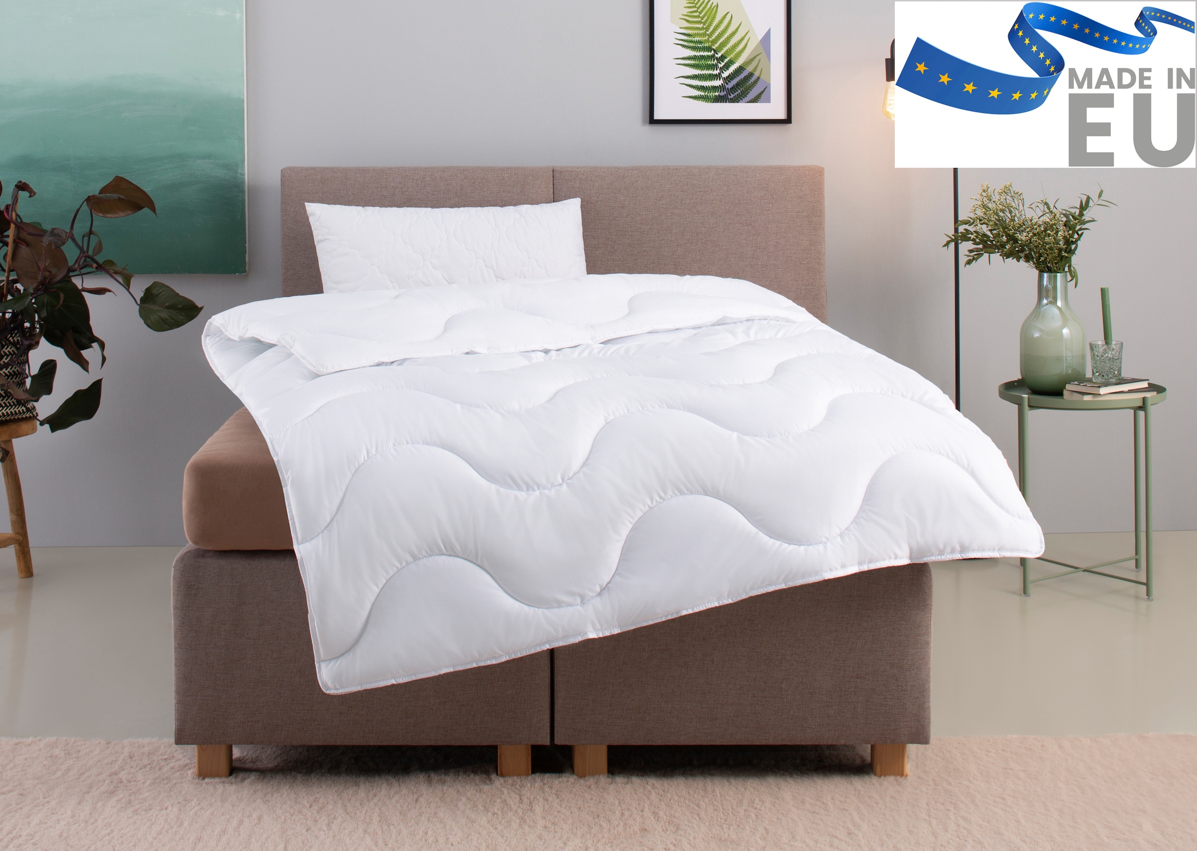GOODproduct Couette microfibre + oreiller microfibre »Mailo, Bettdecke 135x200 cm, 155x220 cm« 2 pièces, set avec coussin 80x80 cm, été, hiver