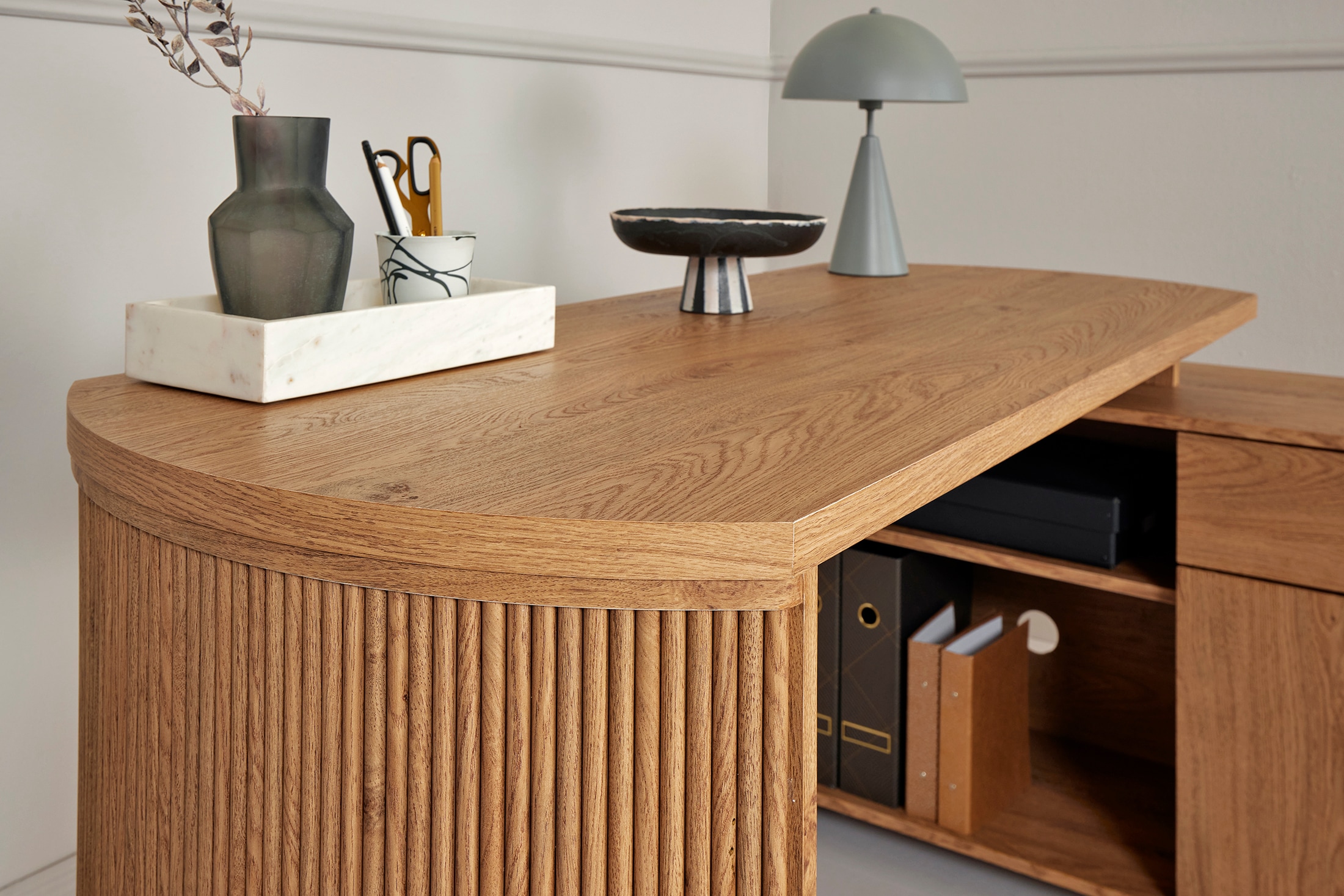Jahnke Bureau d'angle »MOON C 150 E« 1 cuis tlg. montage réversible, espace de rangement & passage de câbles, largeur 150 cm