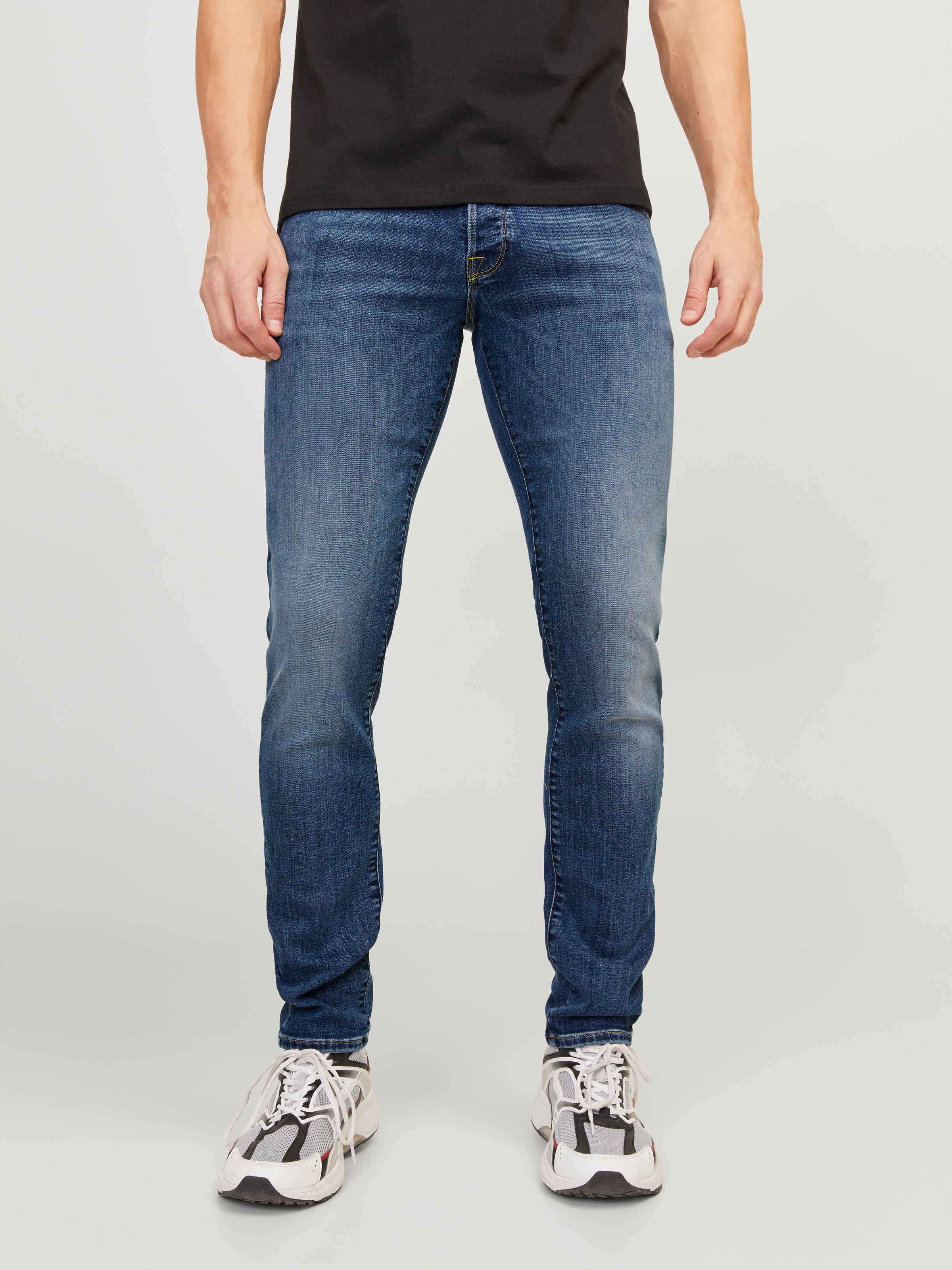 Image of Jack & Jones Slim-fit-Jeans "JJIGLENN – Jeans mit Stretch, niedriger Leibhöhe und Taschen" Baumwollmischung, slim fit